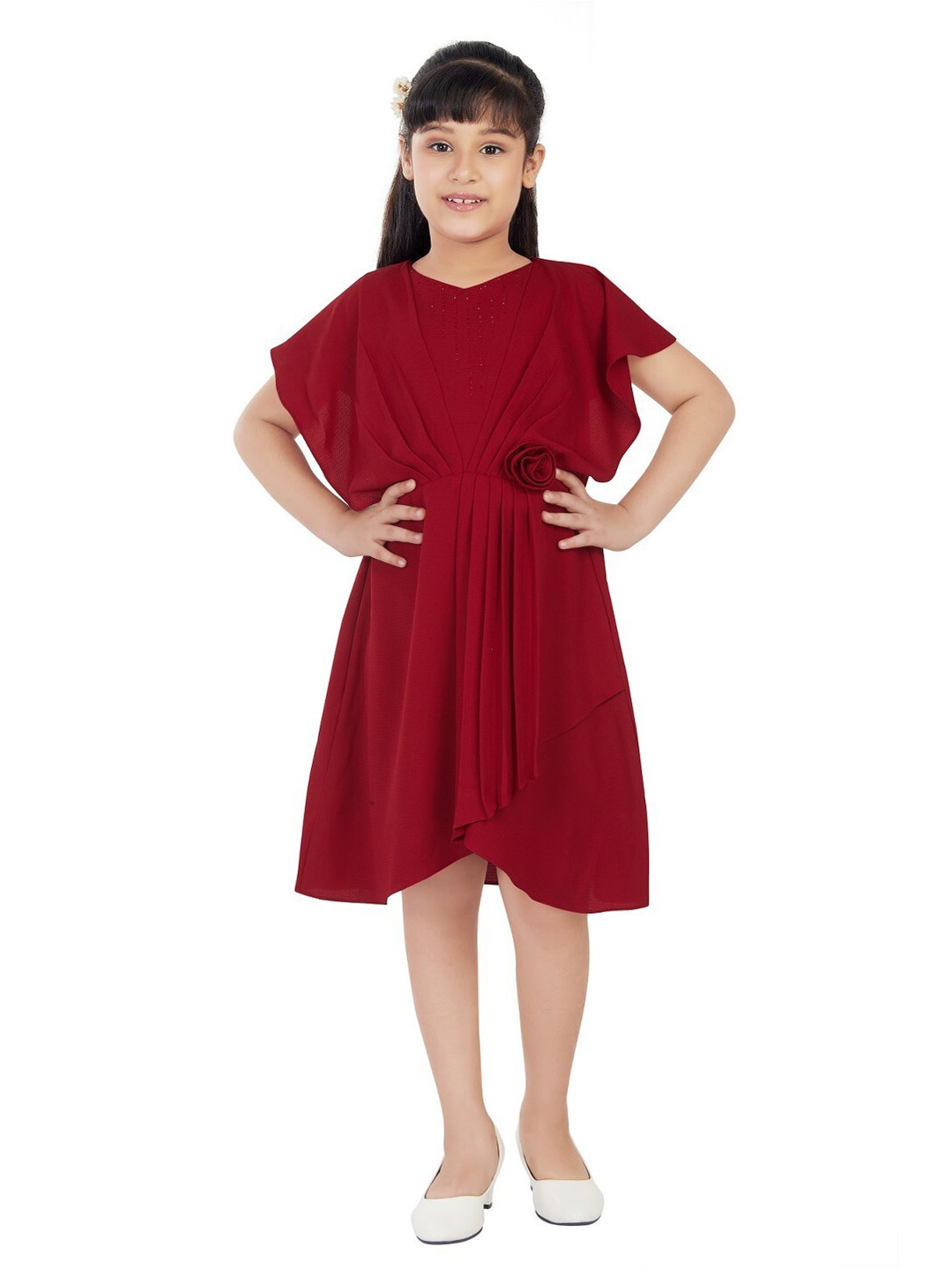 

Peppermint Girls V-Neck Dress, Maroon