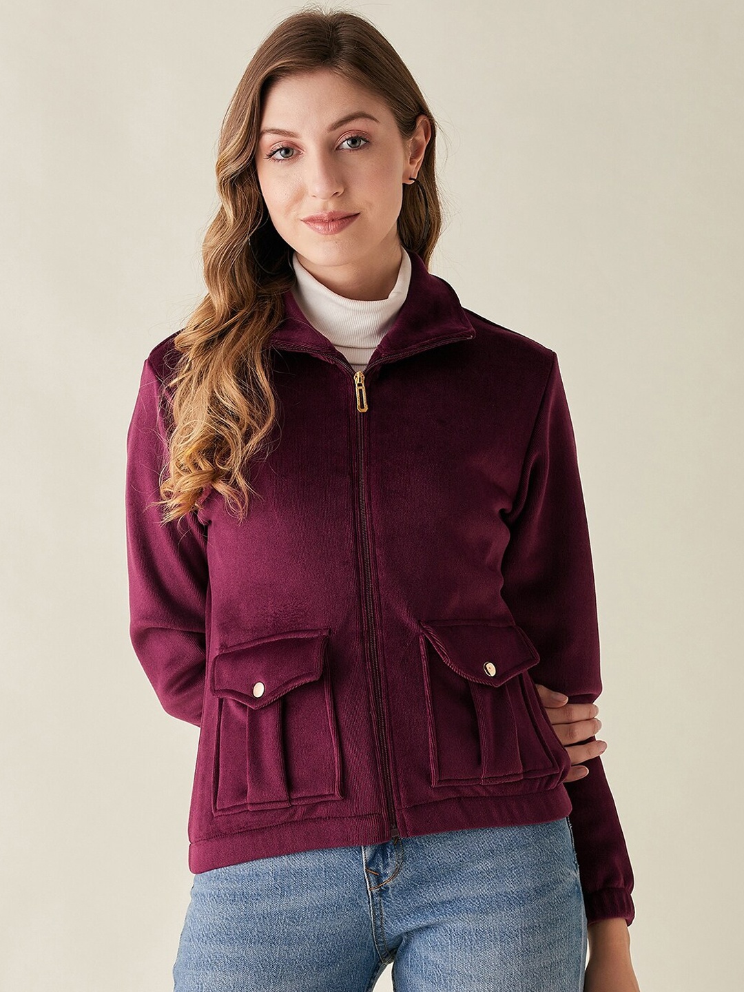 

Modeve Women Lightweight Bomber Jacket, Maroon