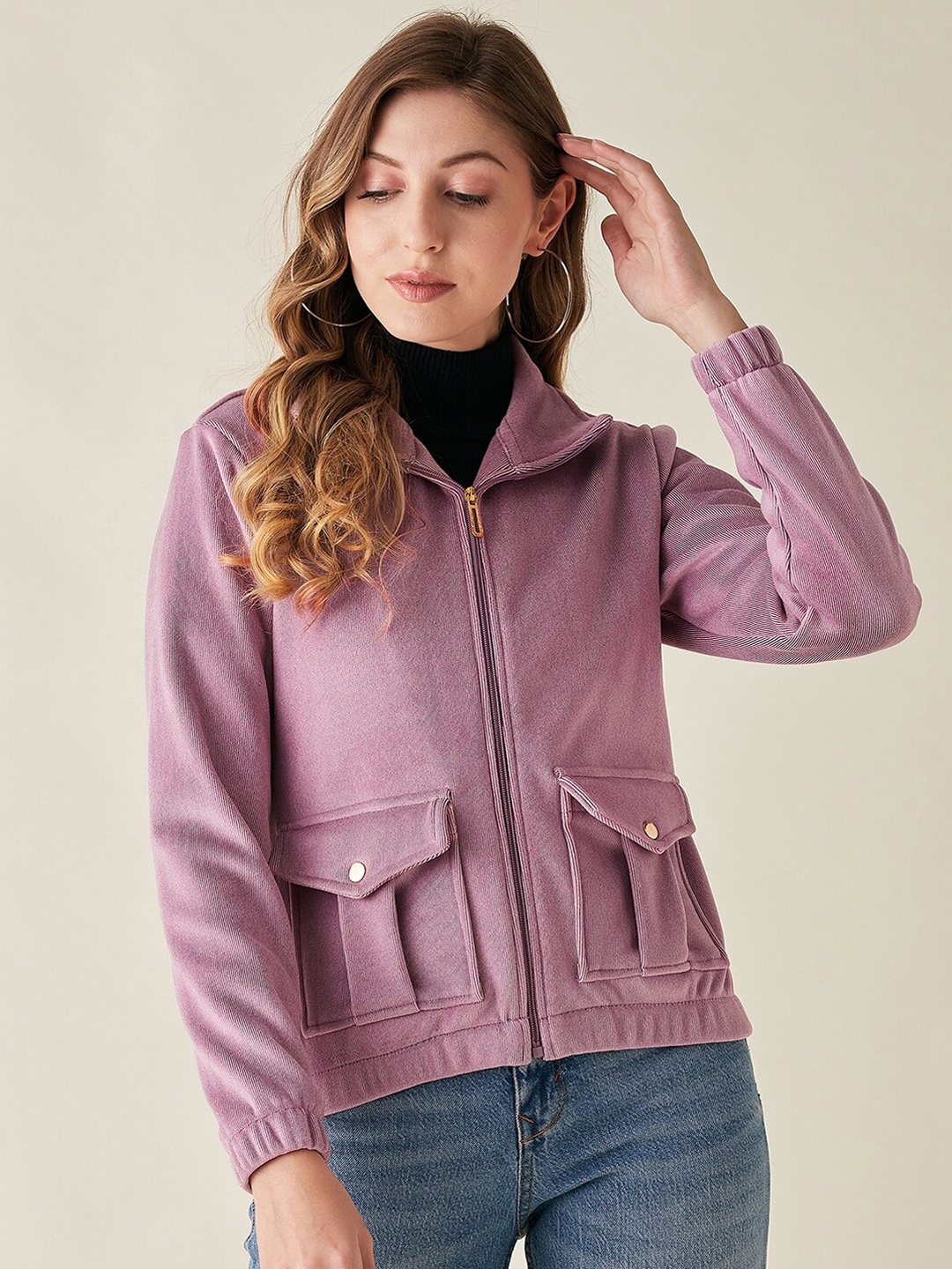 

Modeve Women Lightweight Bomber Jacket, Lavender