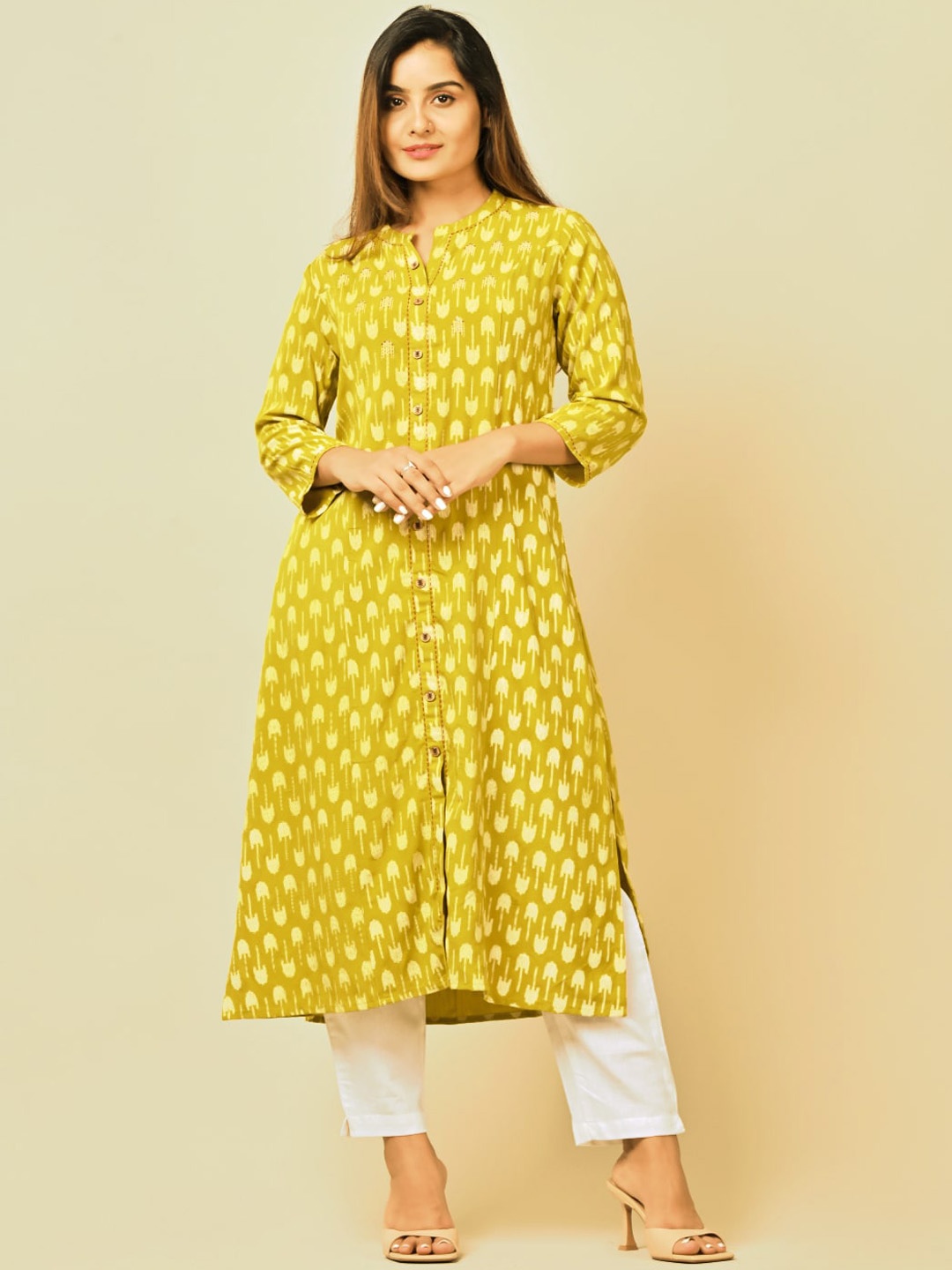 

Sangria Geometric Printed Kurta, Green