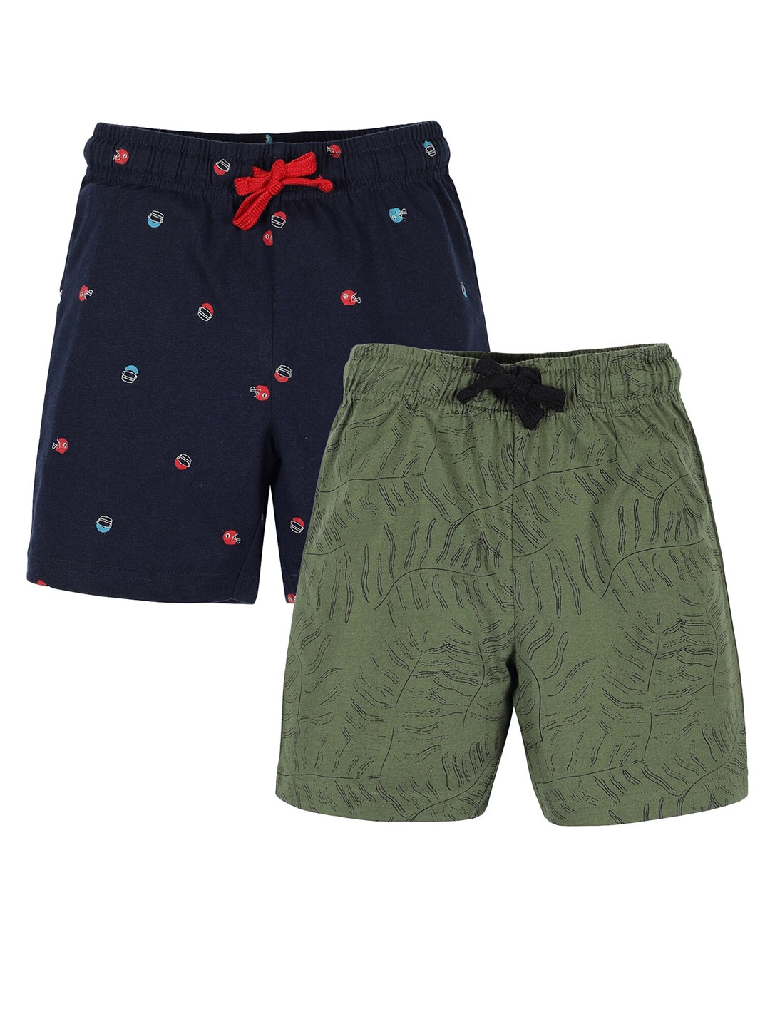 

PLUM TREE Boys Pack of 2 Printed Lounge Shorts, Navy blue