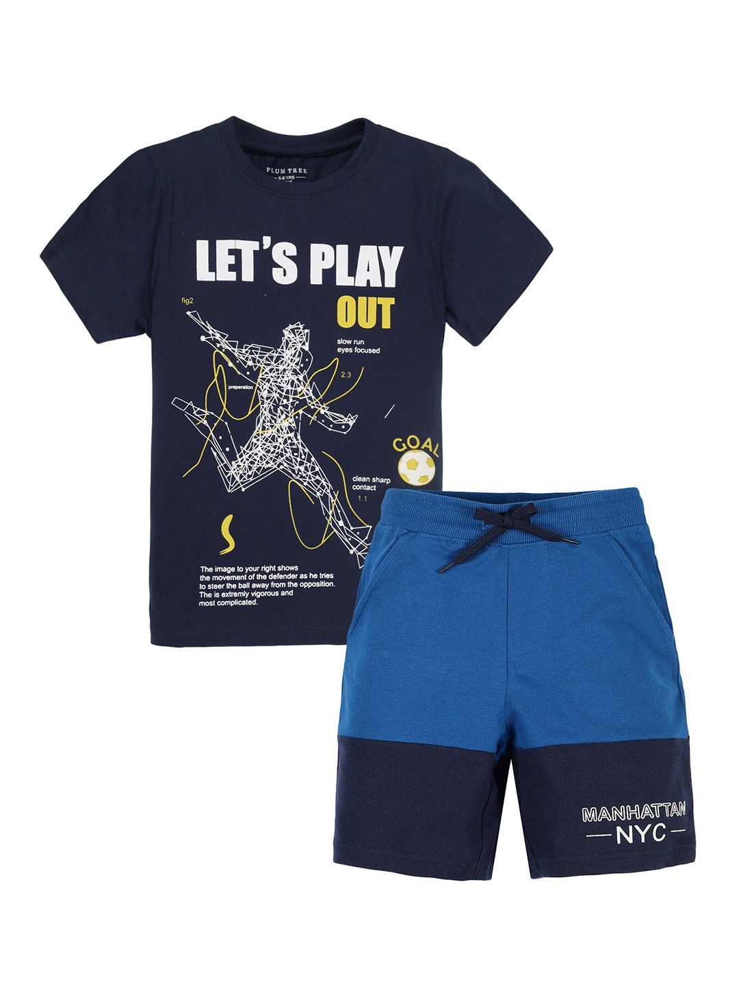 

PLUM TREE Boys Printed T-shirt with Shorts, Navy blue