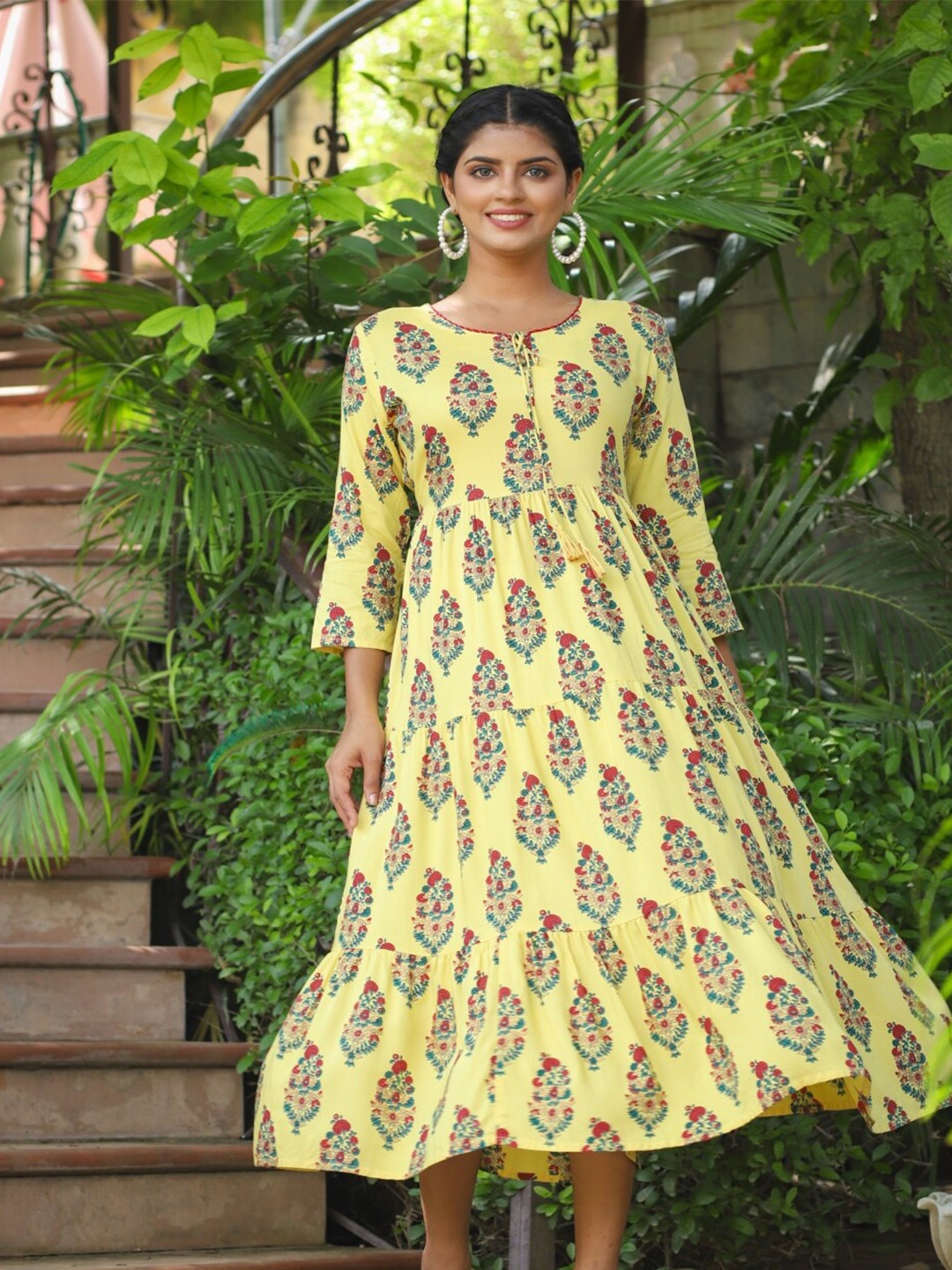 

Sangria Women Ethnic Motif Printed Dresses, Yellow