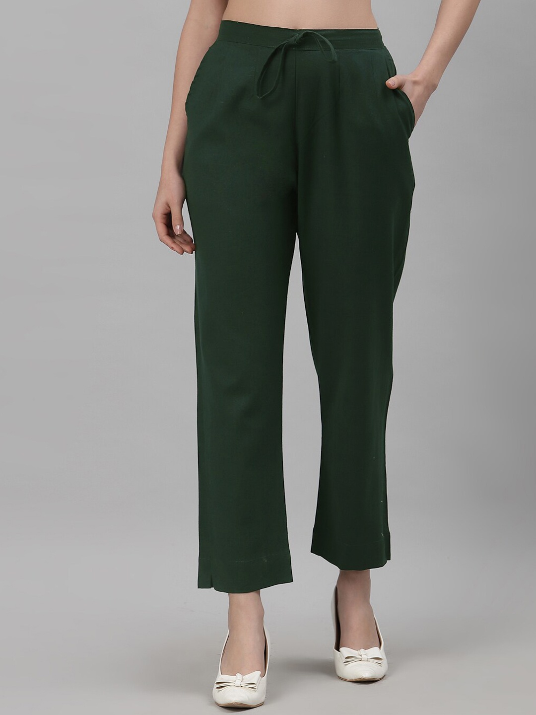 

NEUDIS Women Classic Cotton Trousers, Green