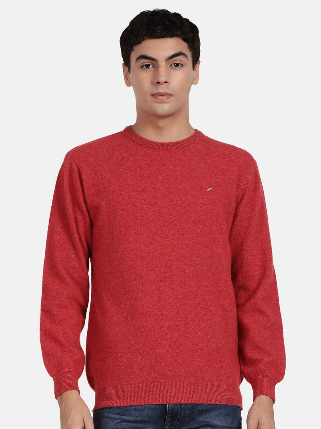 

t-base Men Round Neck Wool Pullover, Rust