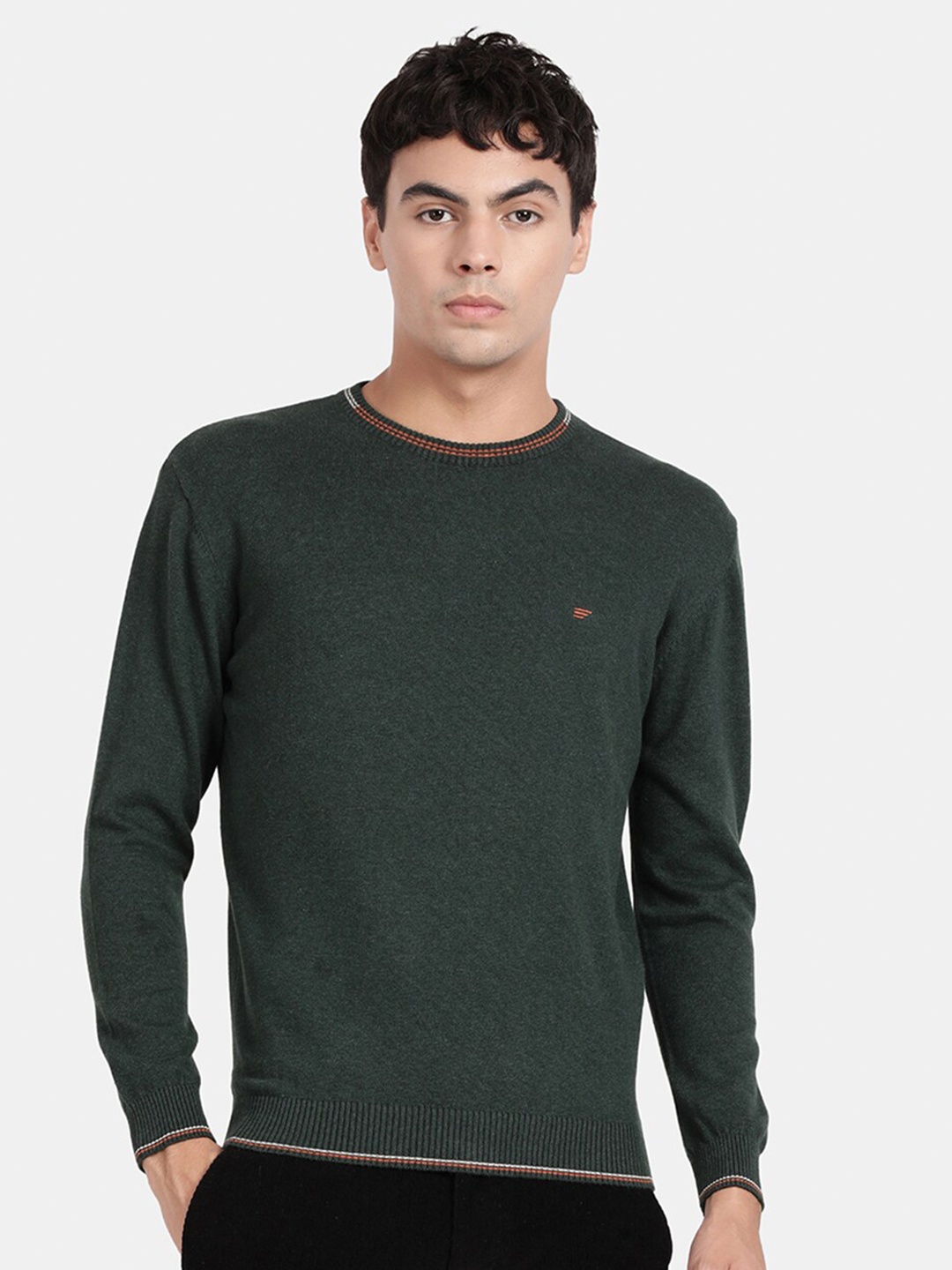 

t-base Men Round Neck Cotton Pullover, Green