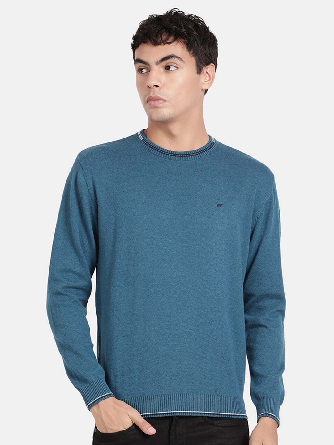 

t-base Men Cotton Pullover, Blue