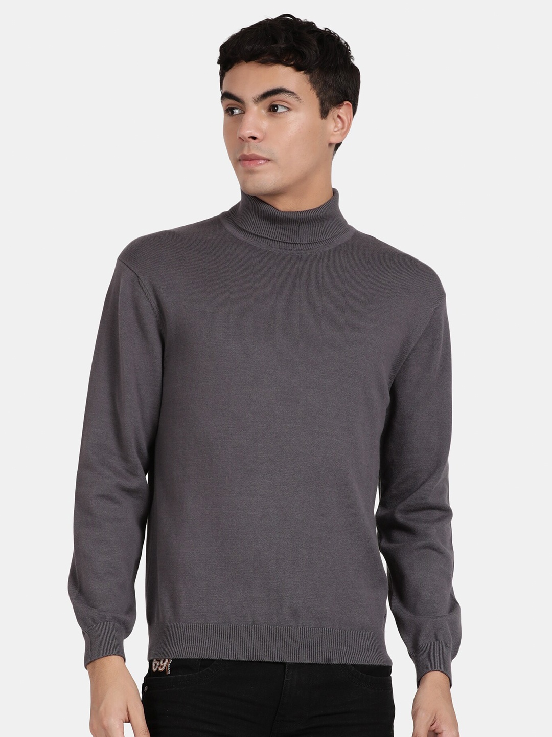 

t-base Men Turtle Neck Pullover, Grey