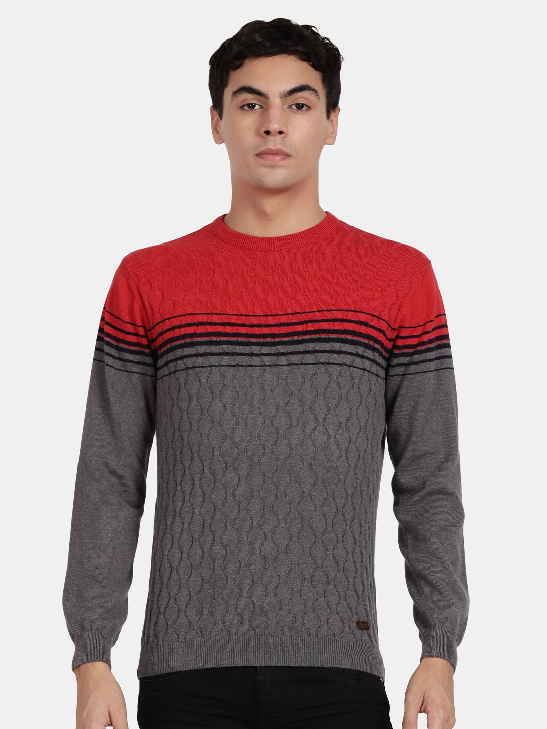 

t-base Men Colourblocked Pullover, Grey