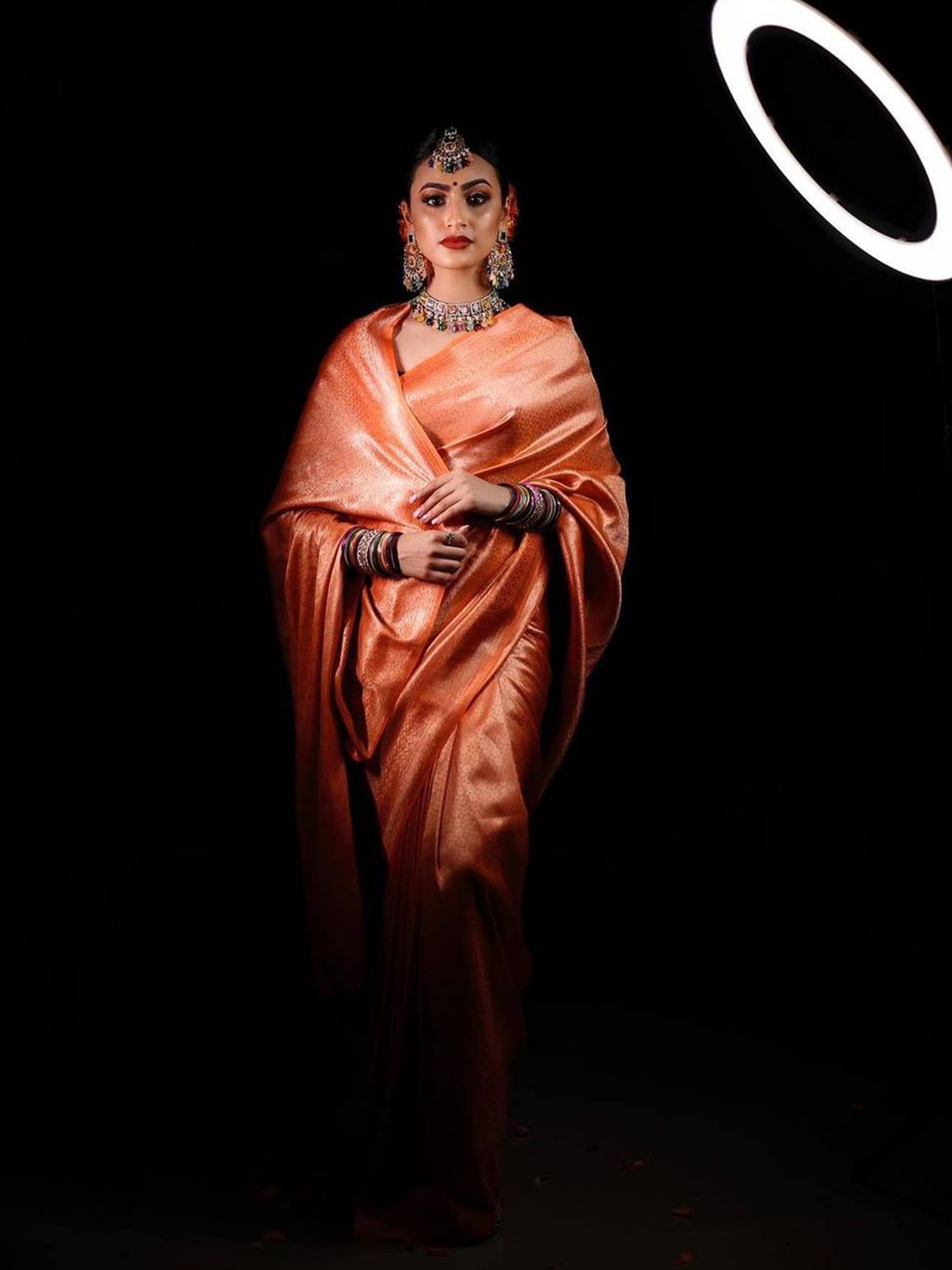 

TIEXA Woven Design Pure Silk Banarasi Saree, Orange