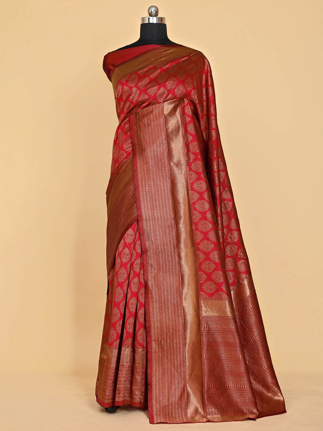 

BESUCHER Ethnic Motifs Kanjeevaram Saree, Maroon