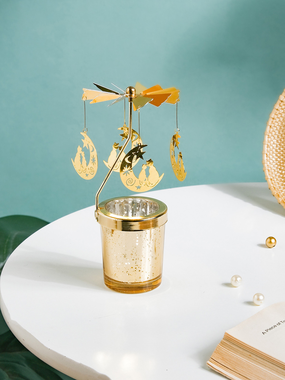

Nestasia Gold-Toned Moon-Shaped Candle Holder
