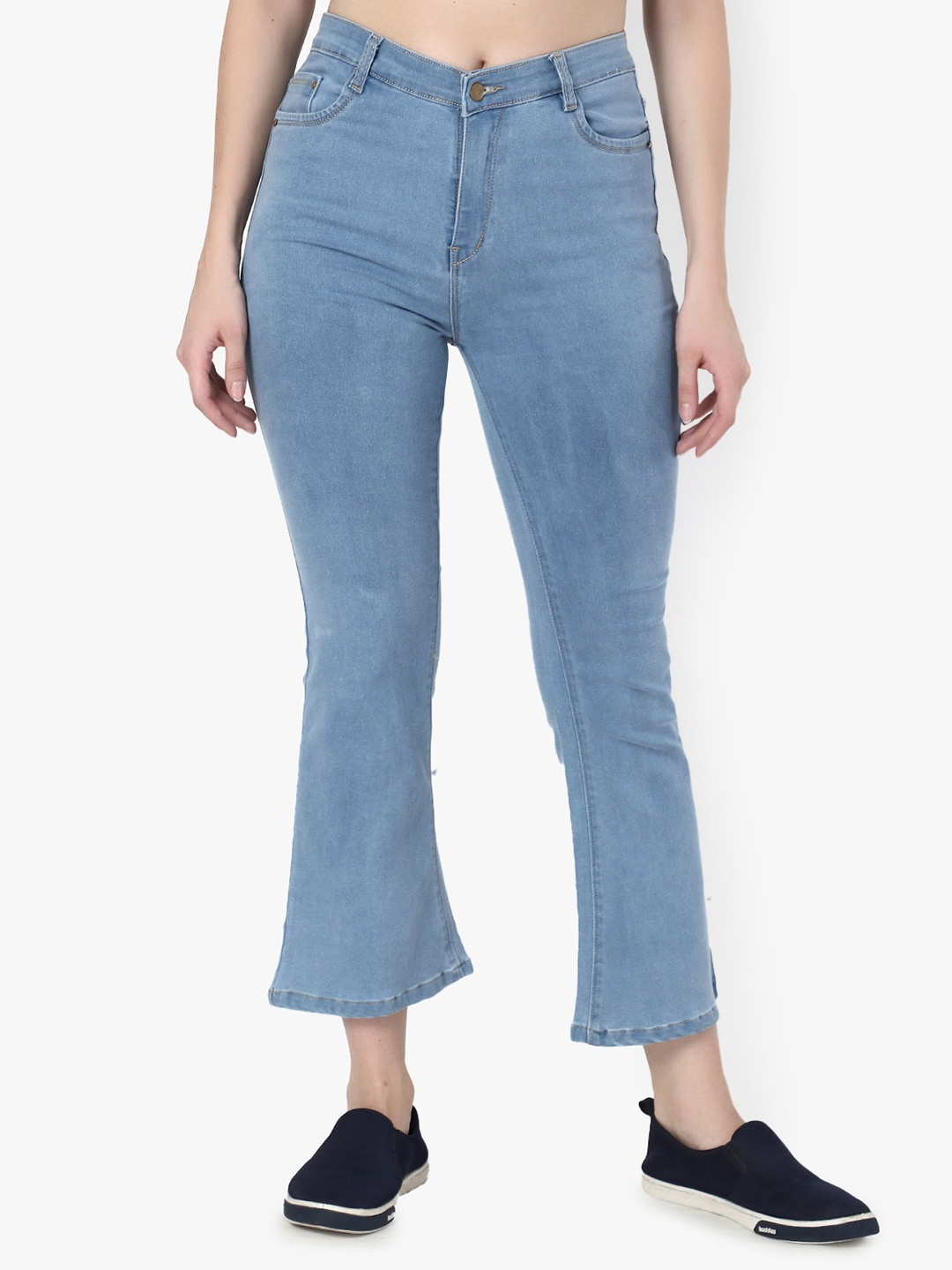 

VIOSFAIRA Women Organic Cotton Bootcut Stretchable Jeans, Blue