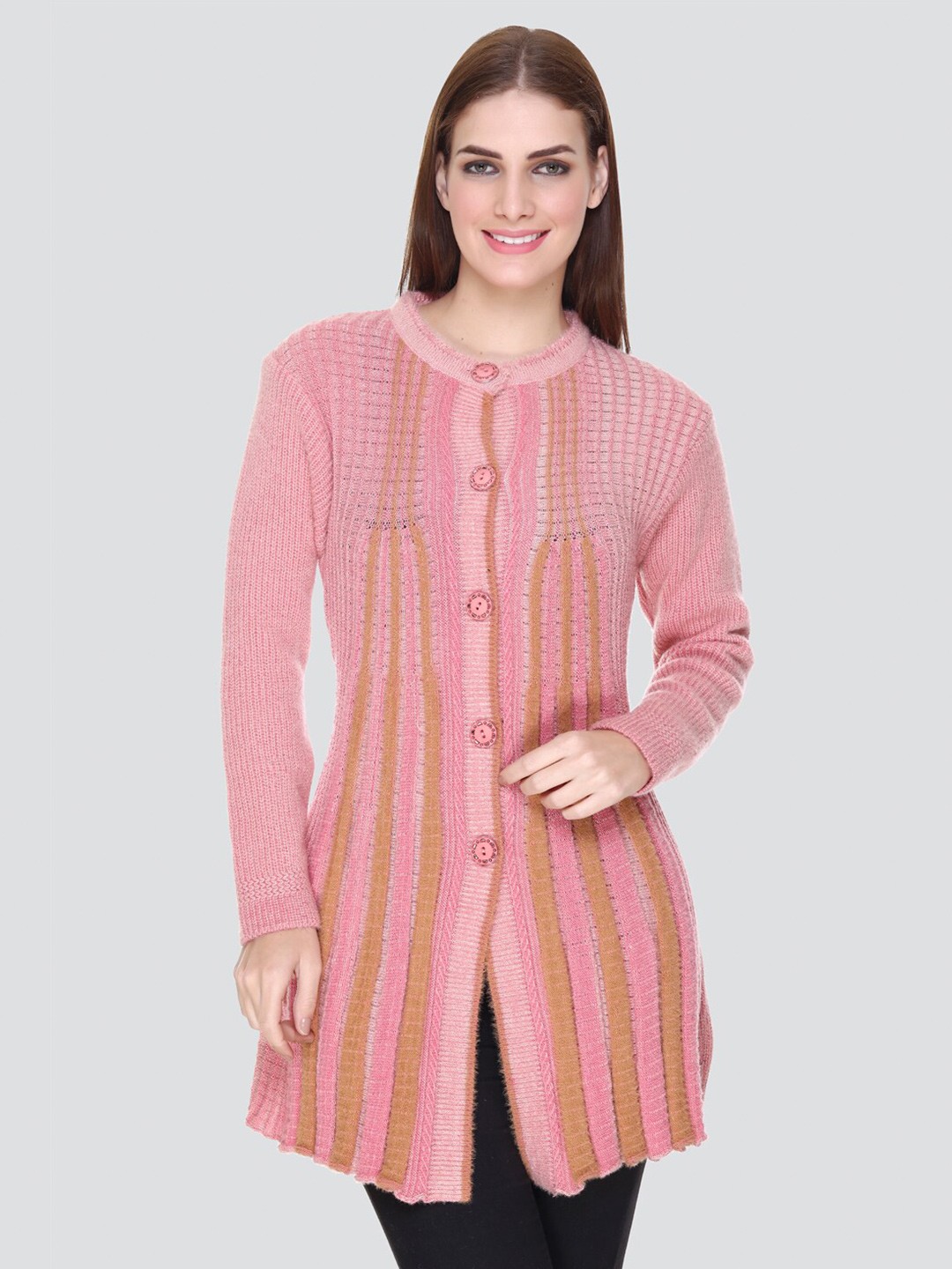 

NITSLINE Women Striped Cardigan Sweater, Pink