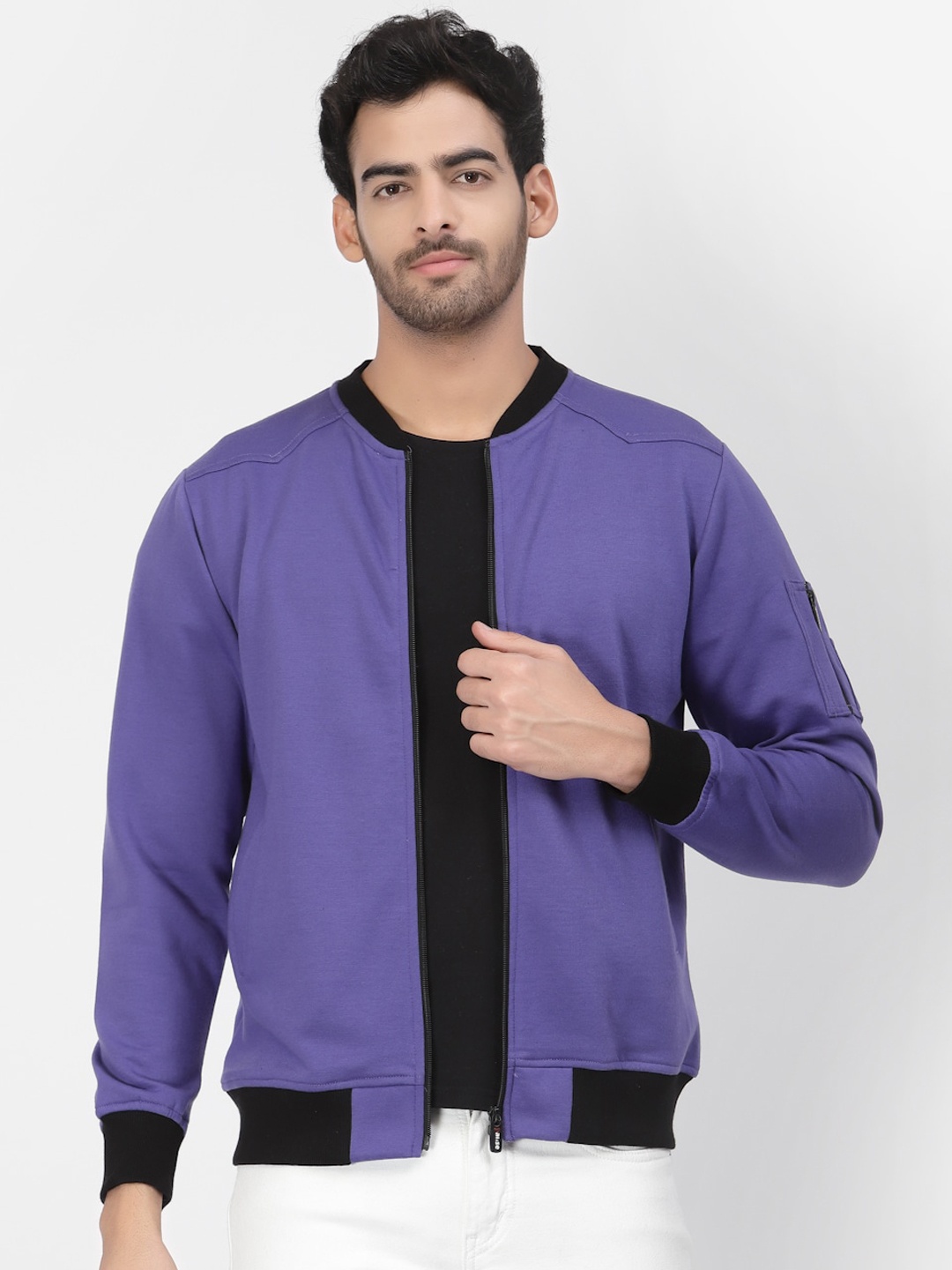 

PAUSE SPORT Men Fleece Lightweight Outdoor Bomber Jacket, Purple