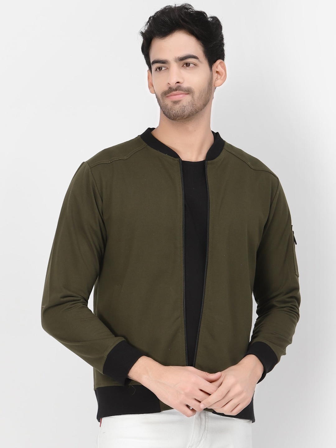 

PAUSE SPORT Men Fleece Lightweight Outdoor Bomber Jacket, Olive