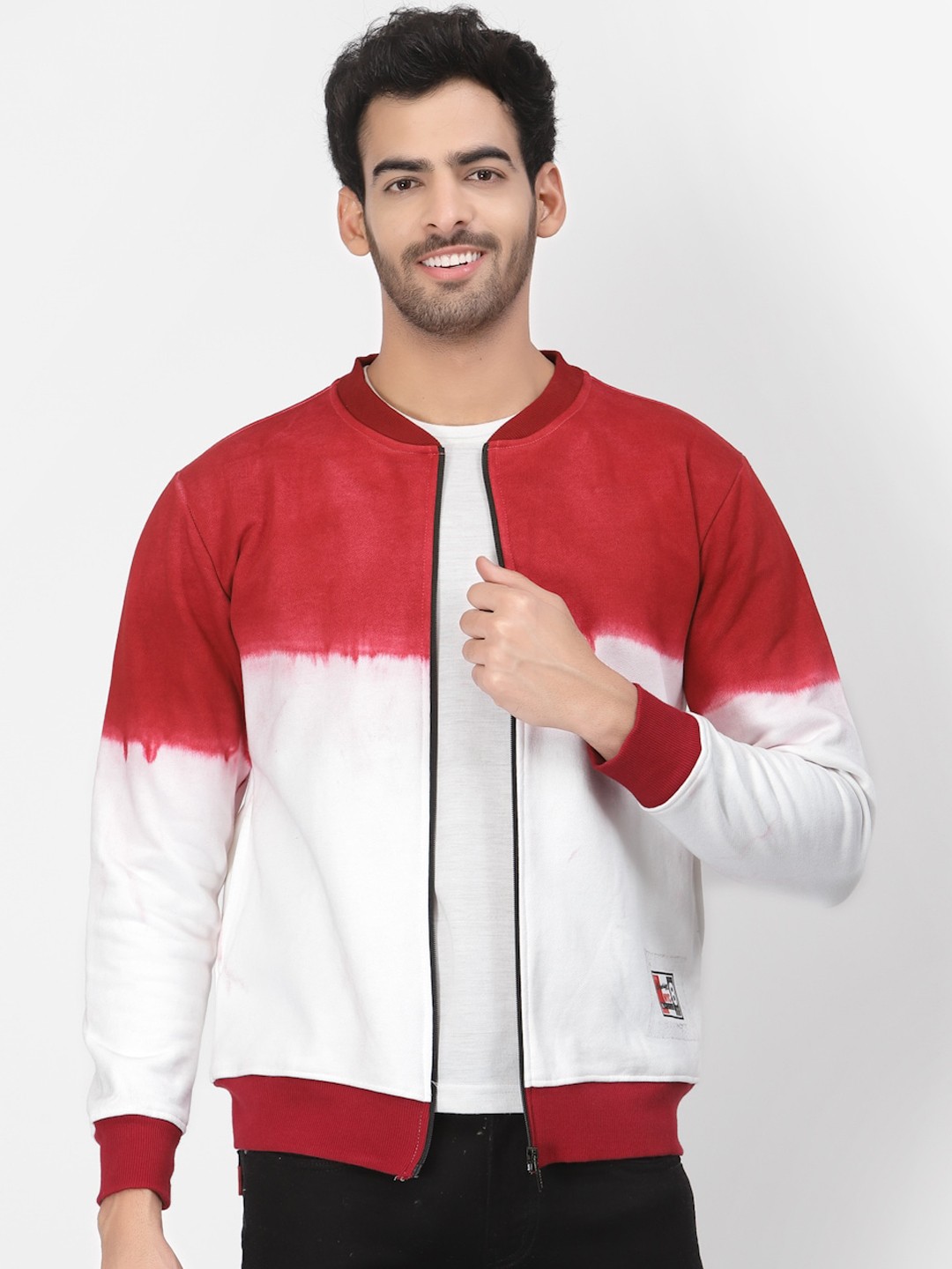 

PAUSE SPORT Men Ombre Fleece Lightweight Outdoor Bomber Jacket, Red
