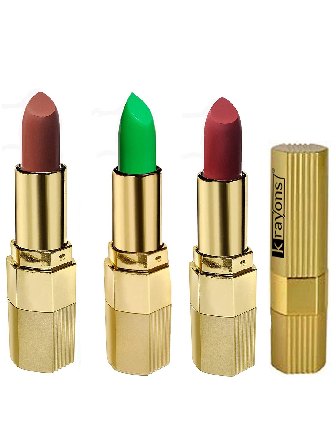 

krayons Desire Matte Set Of 3 Moisturizing & Long-Lasting Matte Lipstick - 3.5 g Each, Brown