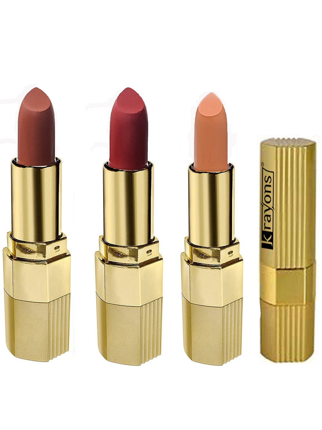 

krayons Desire Matte Set Of 3 Moisturizing & Long-Lasting Matte Lipstick - 3.5 g Each, Nude