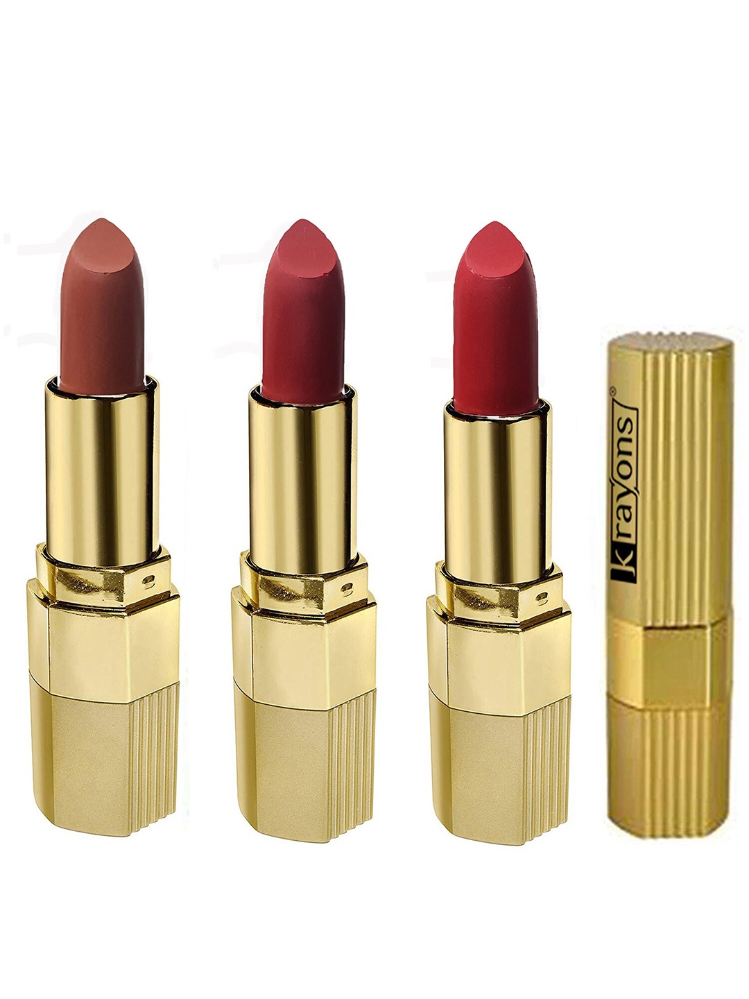 

krayons Set of 3 Desire Moisturizing & Long-Lasting Matte Lipstick - 3.5 g each, Red