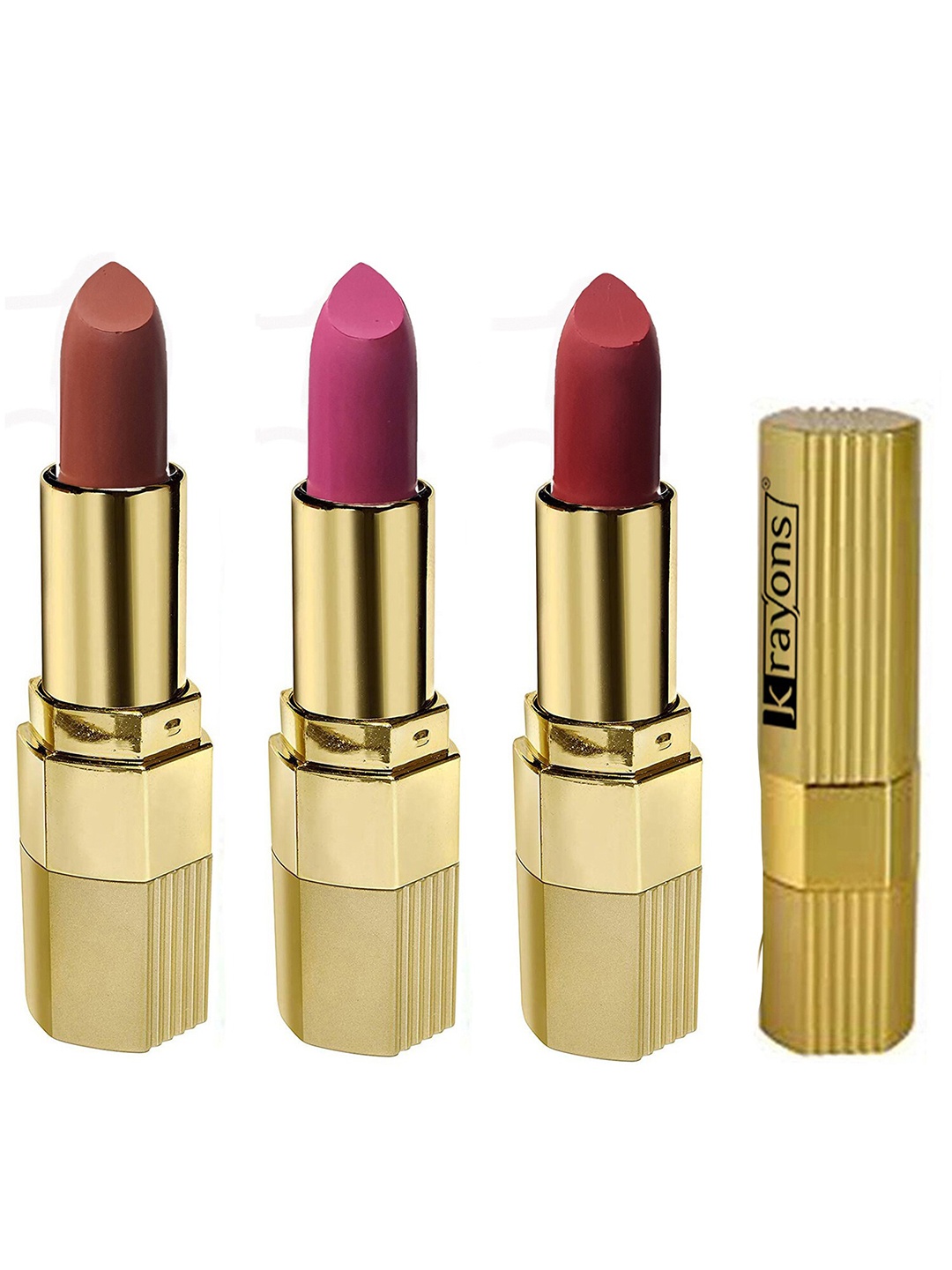 

krayons Set of 3 Desire Moisturizing & Long-Lasting Matte Lipstick - 3.5 g each, Red