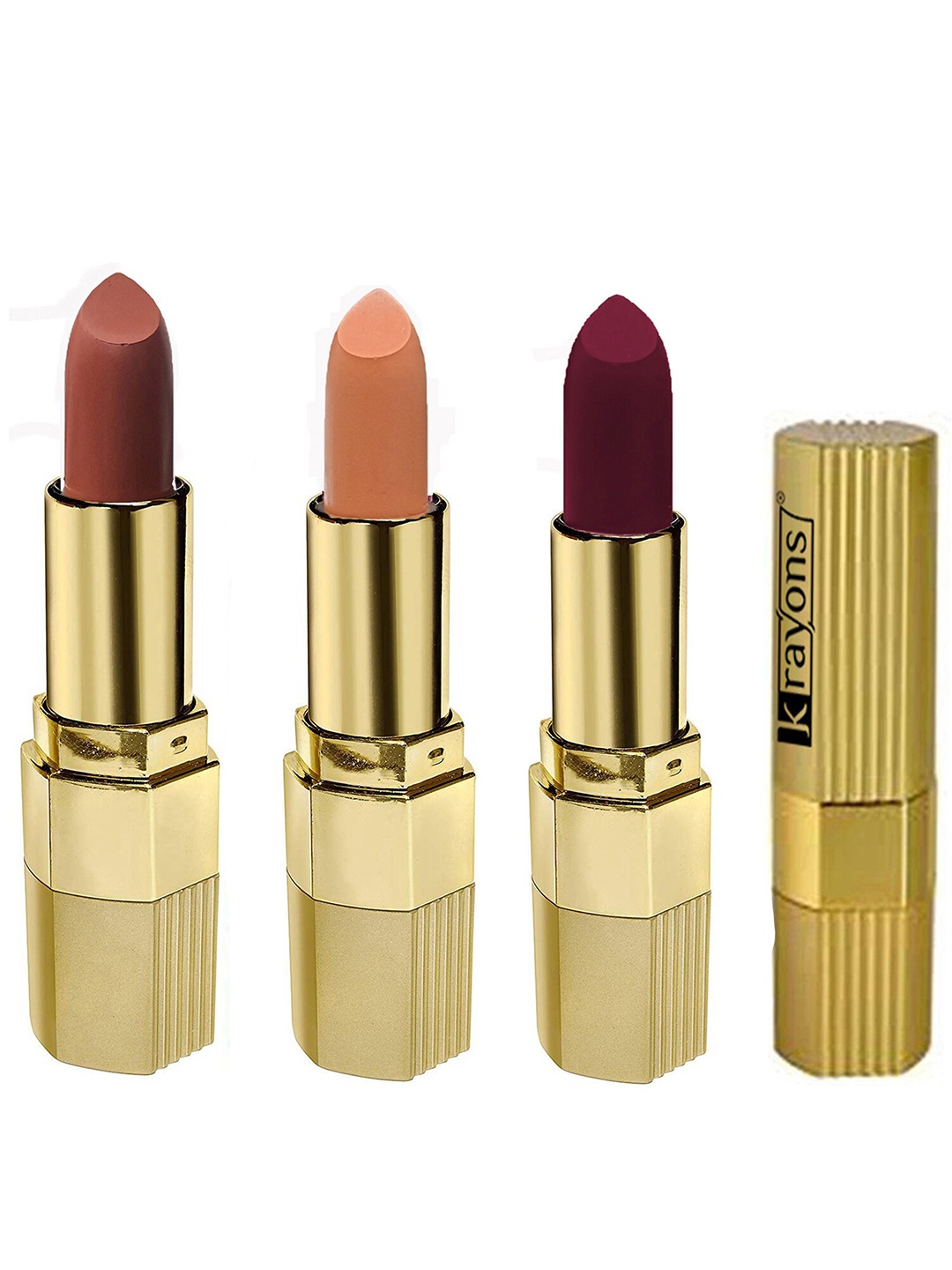 

krayons Set of 3 Desire Moisturizing & Long-Lasting Matte Lipstick - 3.5 g each, Nude
