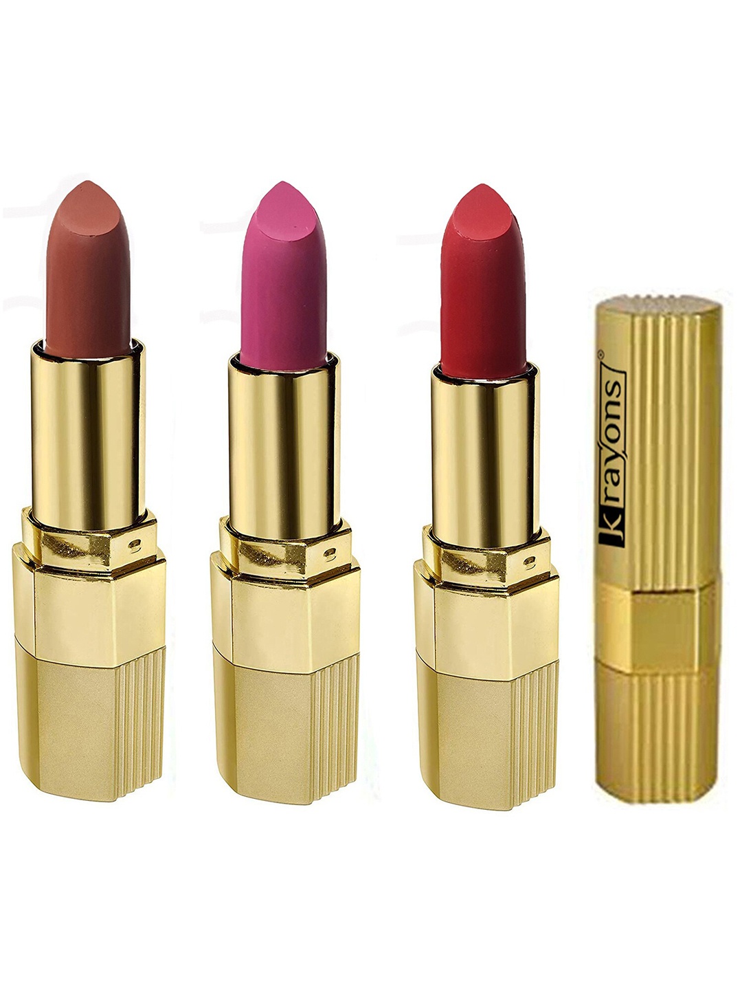 

krayons Set of 3 Desire Moisturizing & Long-Lasting Matte Lipstick - 3.5 g each, Red