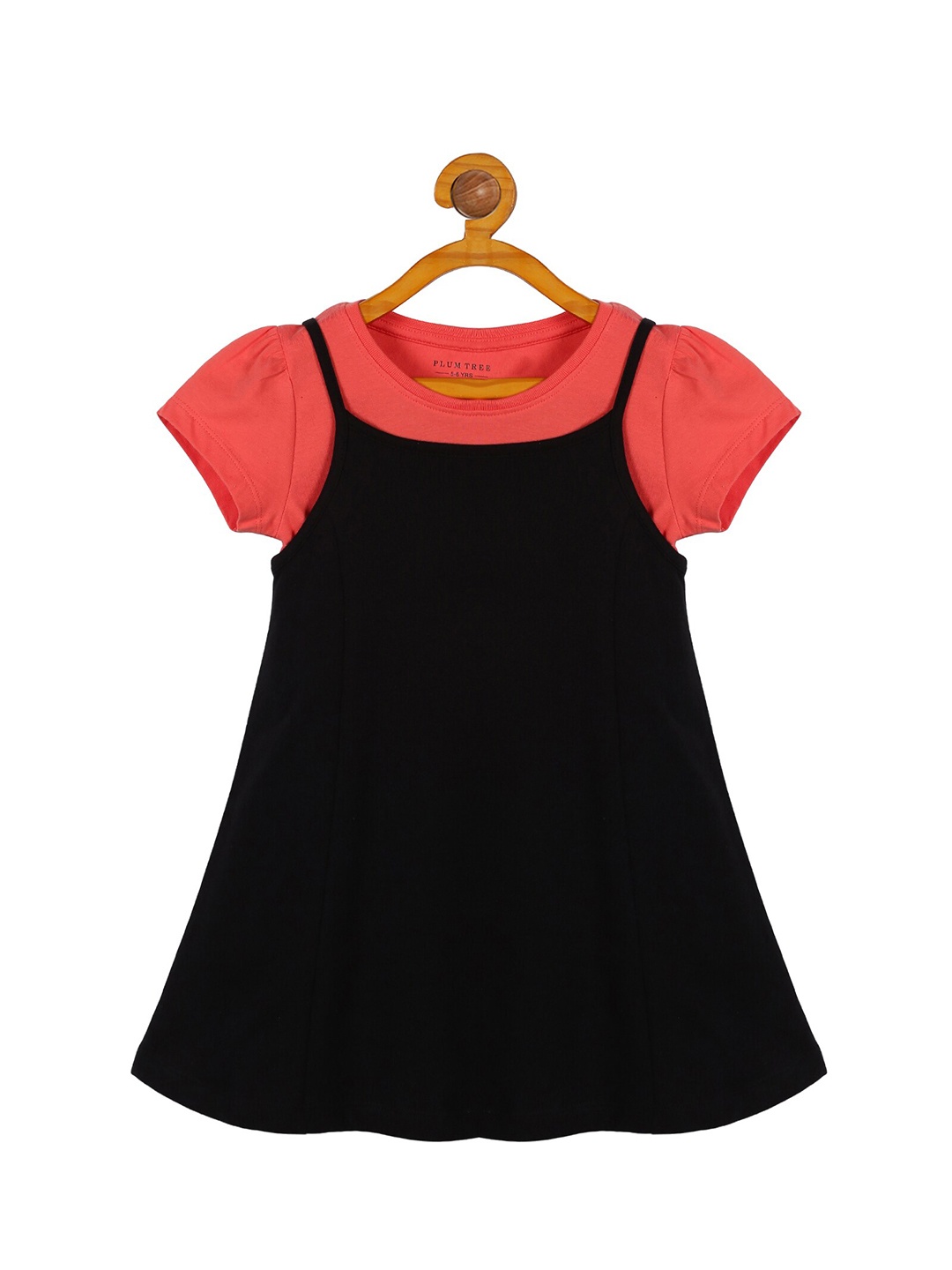 

PLUM TREE Girls Printed Pinafore Dress with T-shirt, Coral