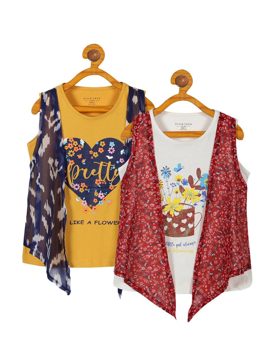 

PLUM TREE Girls Pack of 2 Printed Top, White