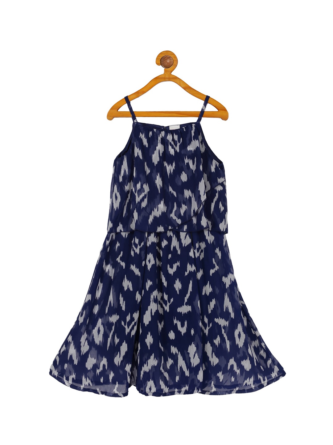 

PLUM TREE Navy Blue Floral Net A-Line Dress
