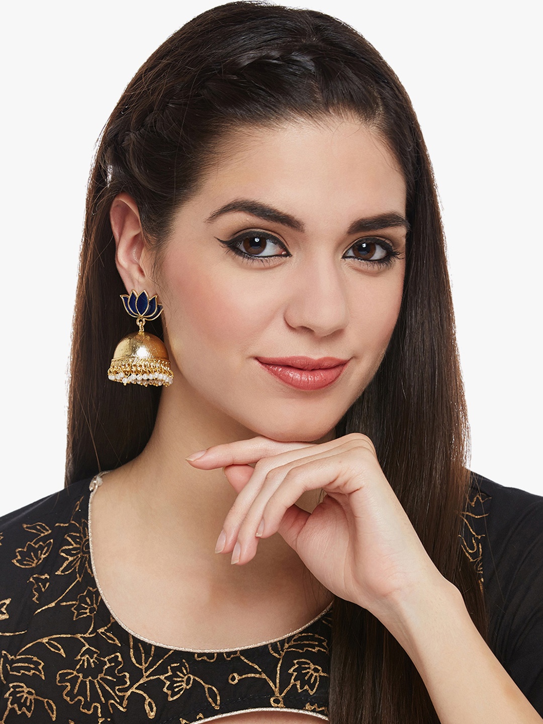 

PANASH Gold-Plated Floral Jhumkas