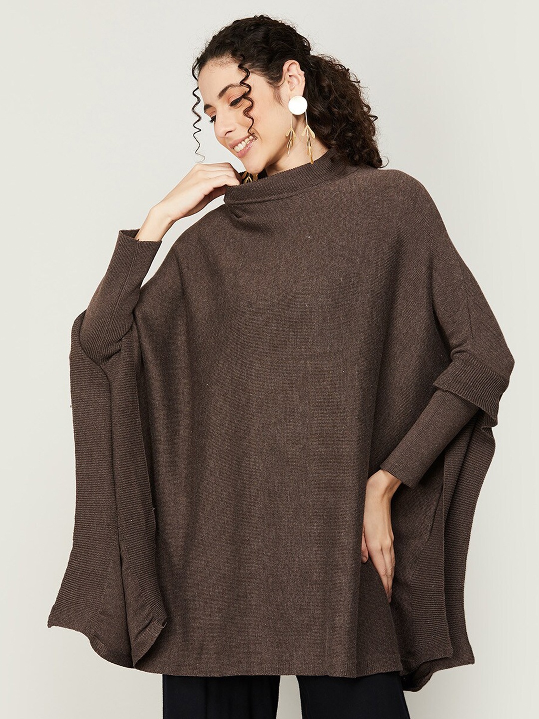 

Colour Me by Melange High Neck Tunic, Brown