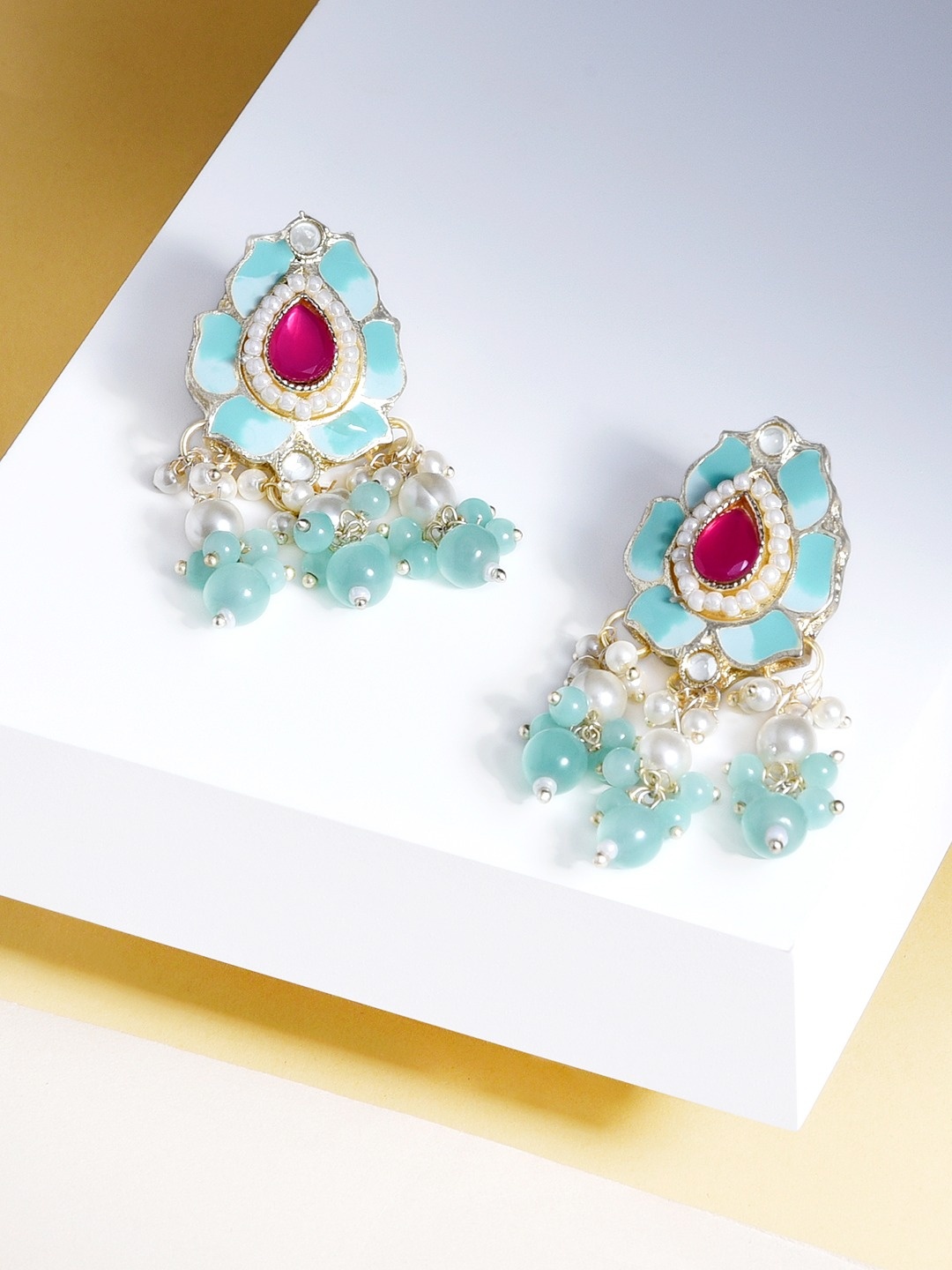 

Zaveri Pearls Contemporary Drop Earrings, Sea green