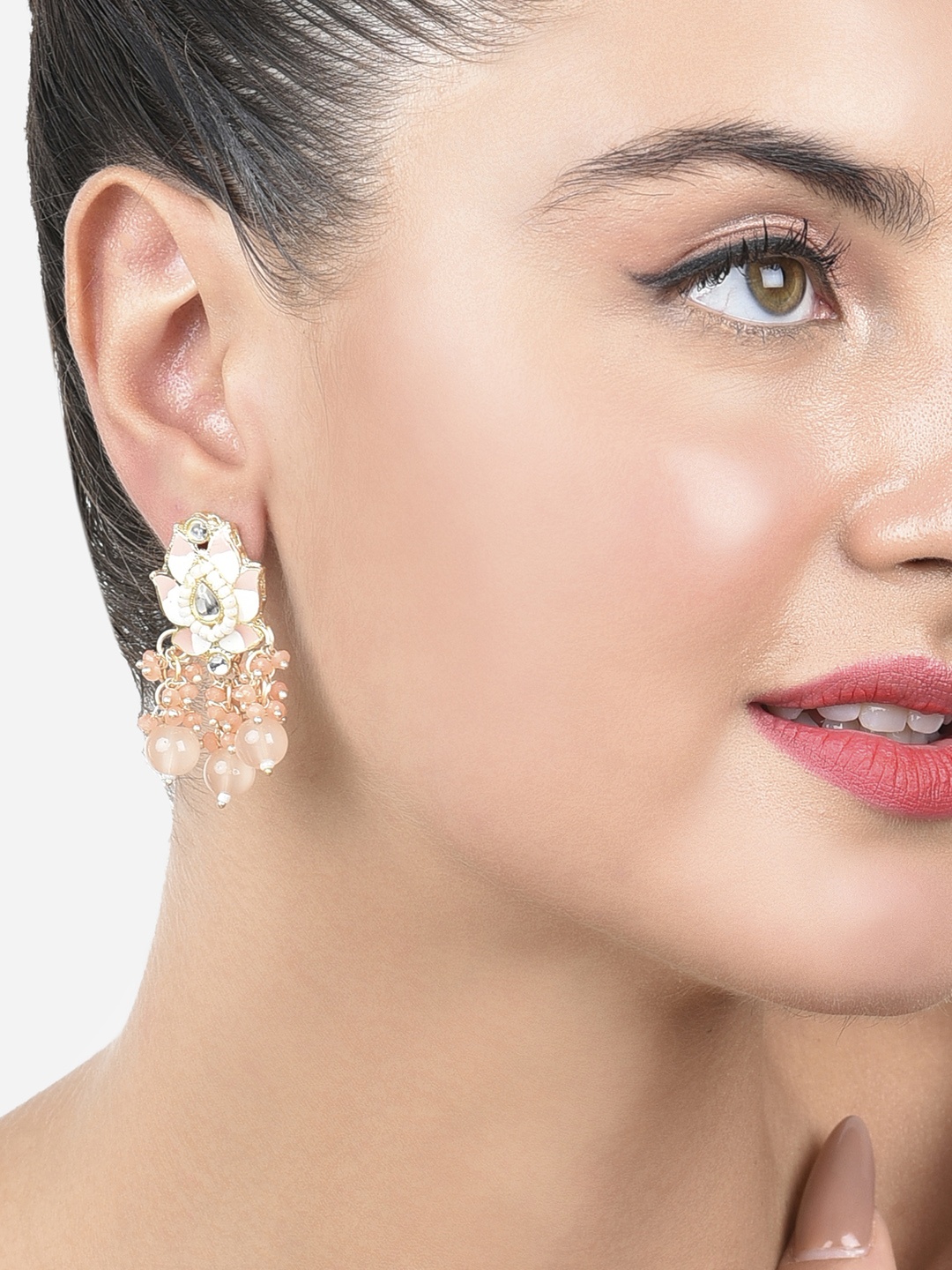 

Zaveri Pearls Contemporary Studs Earrings, Peach