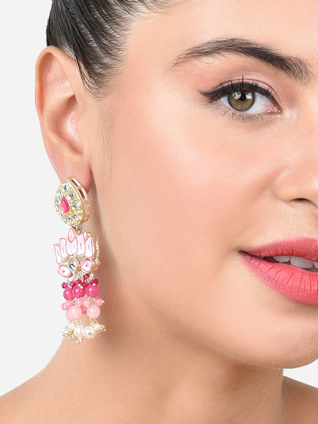 

Zaveri Pearls Contemporary Drop Earrings, Pink
