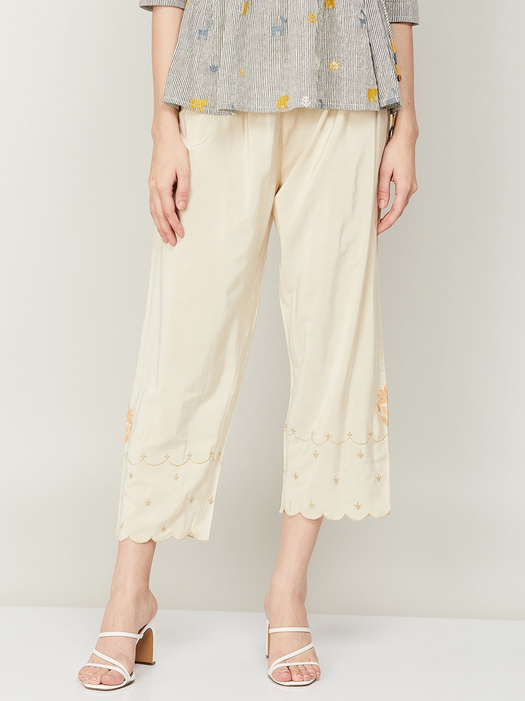 

Melange by Lifestyle Women Off White Culottes Trousers