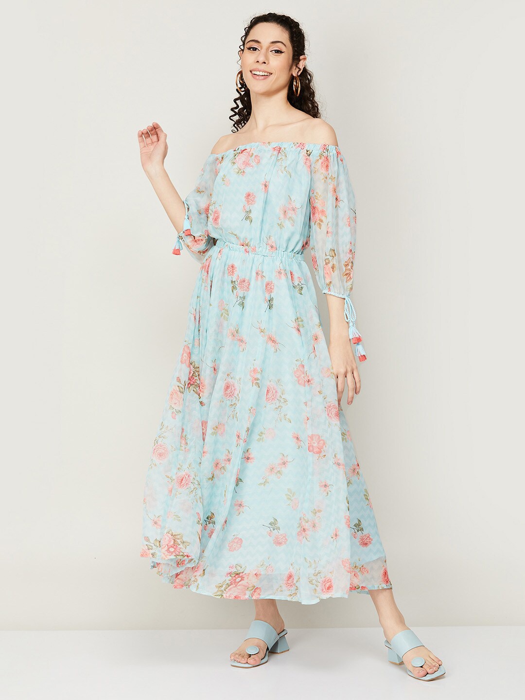 

Melange by Lifestyle Floral Off-Shoulder Maxi Dress, Blue