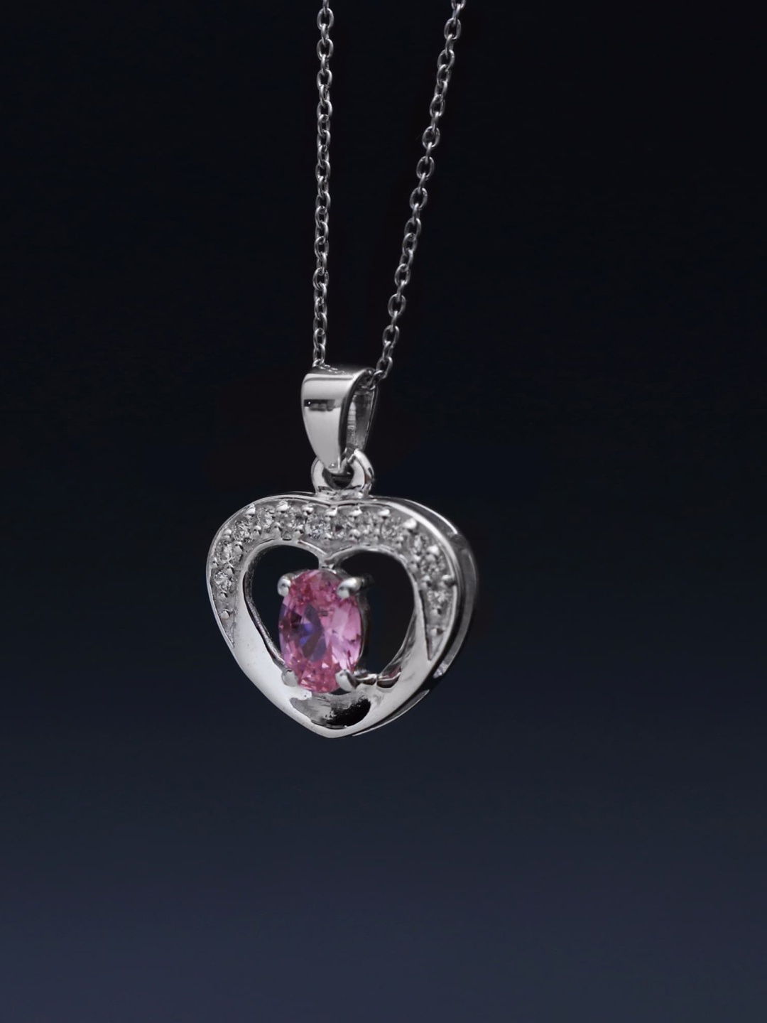 

HIFLYER JEWELS 92.5 Sterling Silver CZ-Studded Pendant With Chain