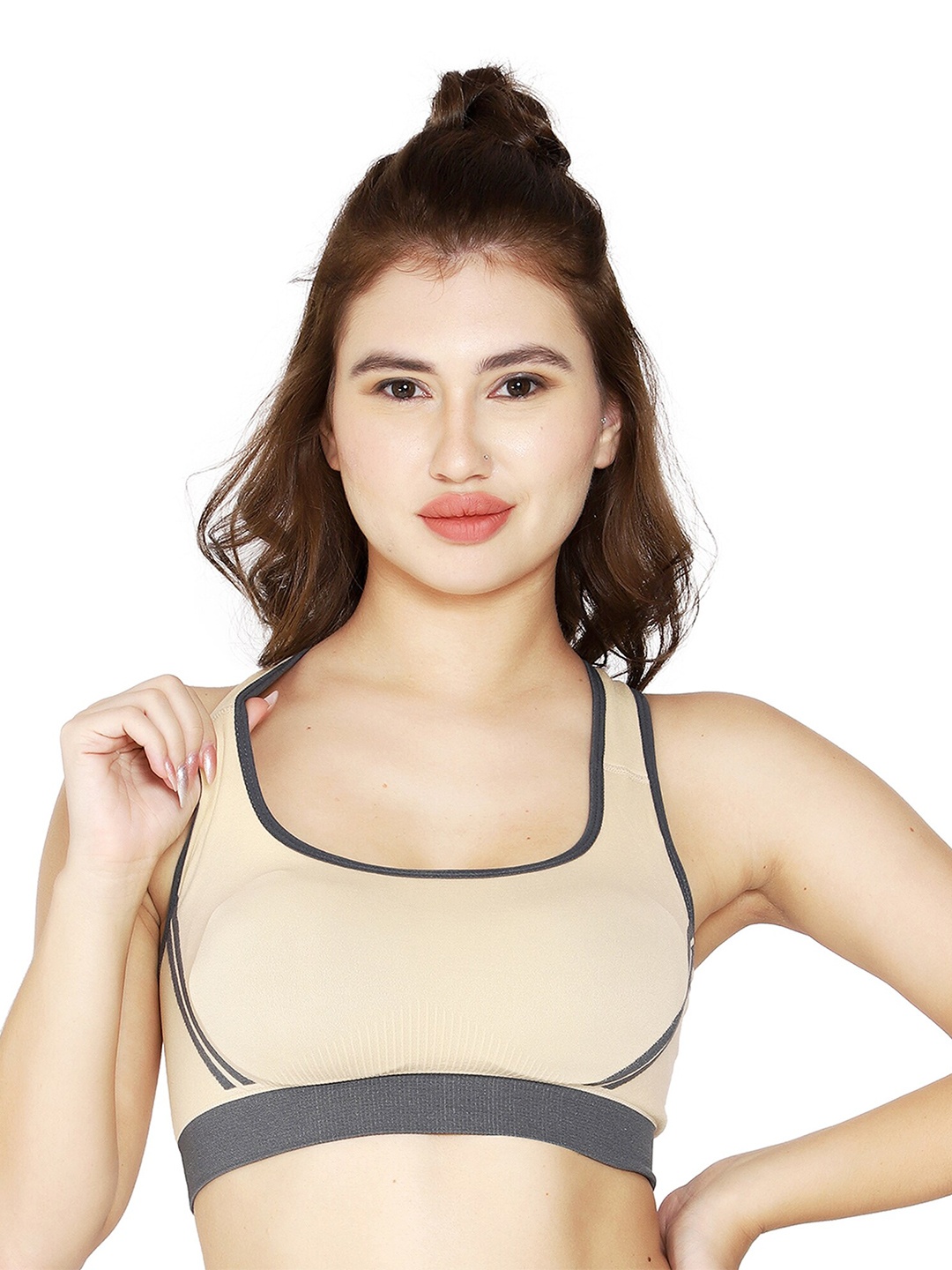 

BRACHY Lightly Padded Non Wired Workout Bra, Beige