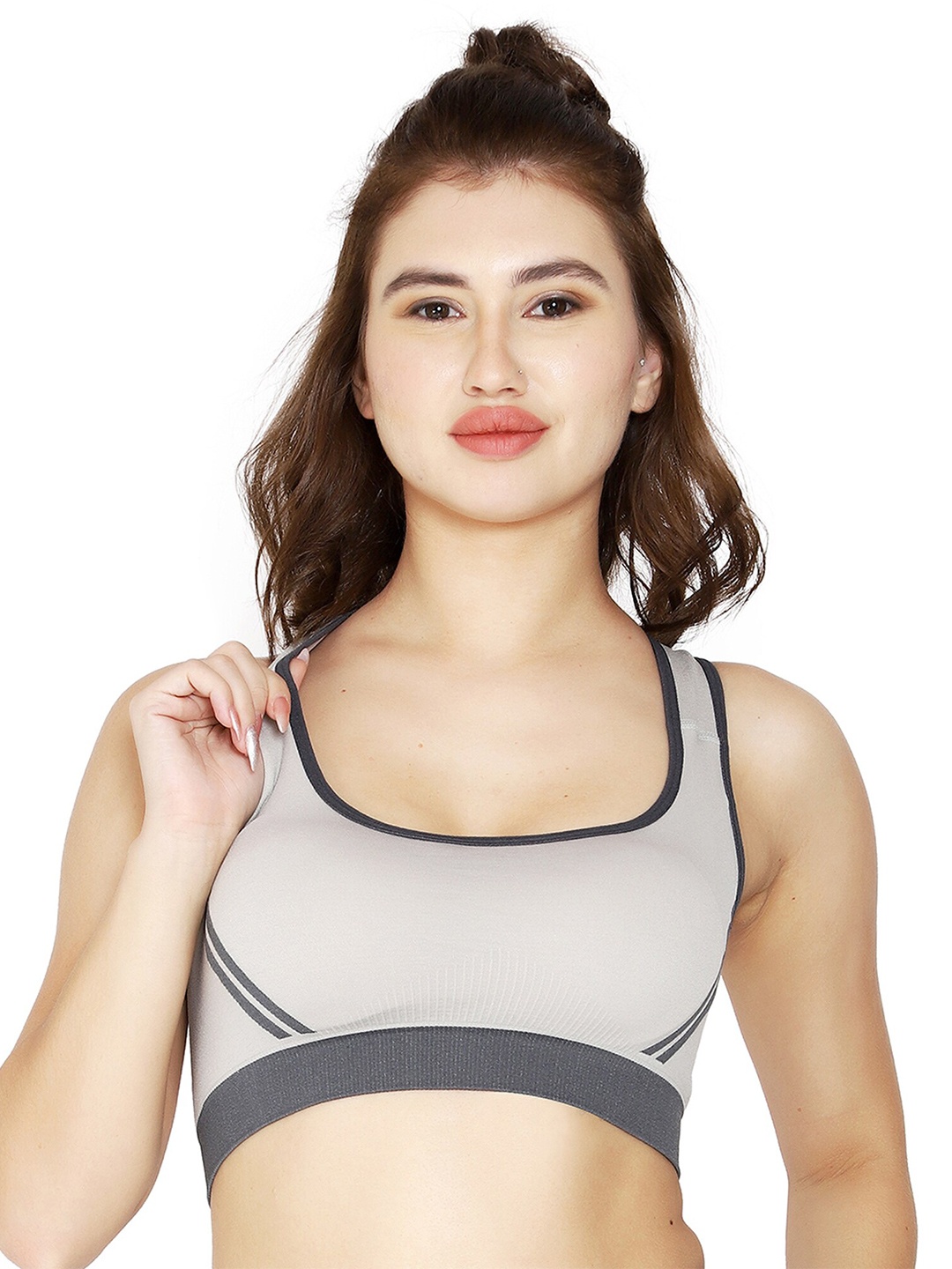 

BRACHY Lightly Padded Non Wired Workout Bra, Grey