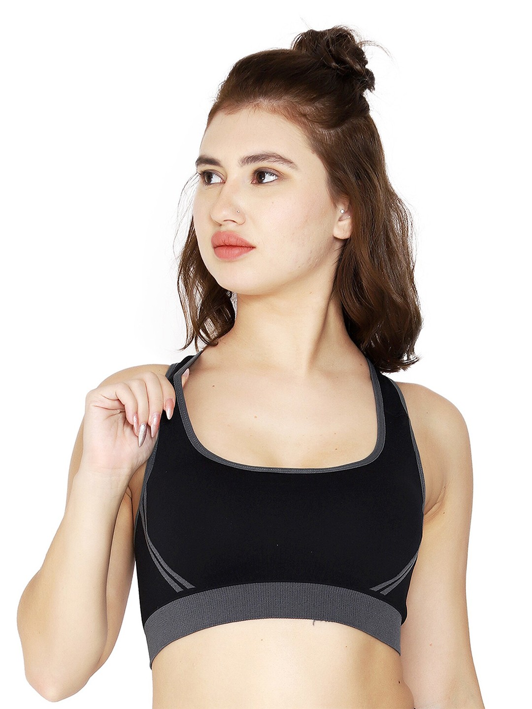

BRACHY Lightly Padded Non Wired Workout Bra, Black