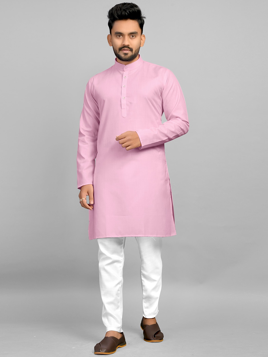 

Fashion FRICKS Men Pink Thread Work Kurta