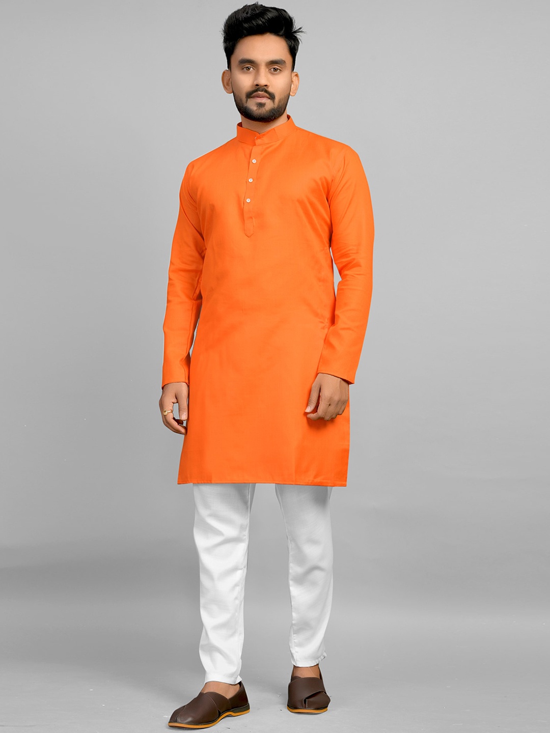 

Fashion FRICKS Men Cotton Kurta, Orange