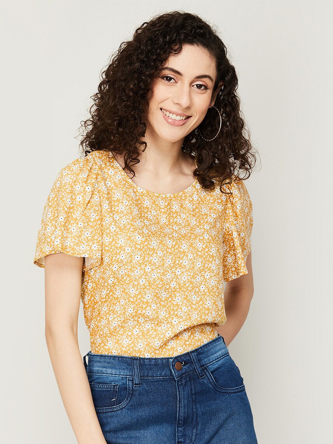 

Fame Forever by Lifestyle Floral Print Top, Mustard