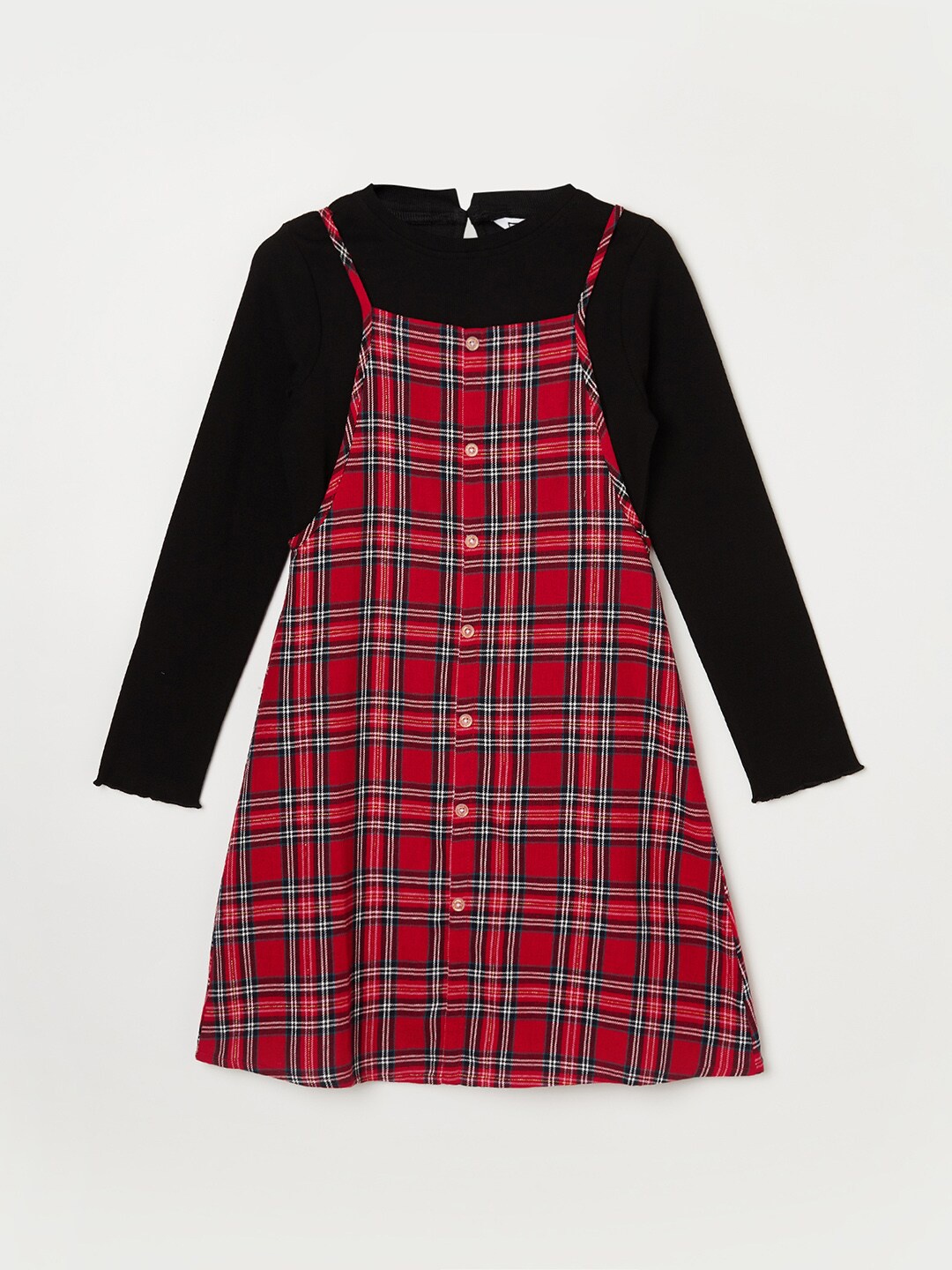

Fame Forever by Lifestyle Checked Pinafore Dress, Red