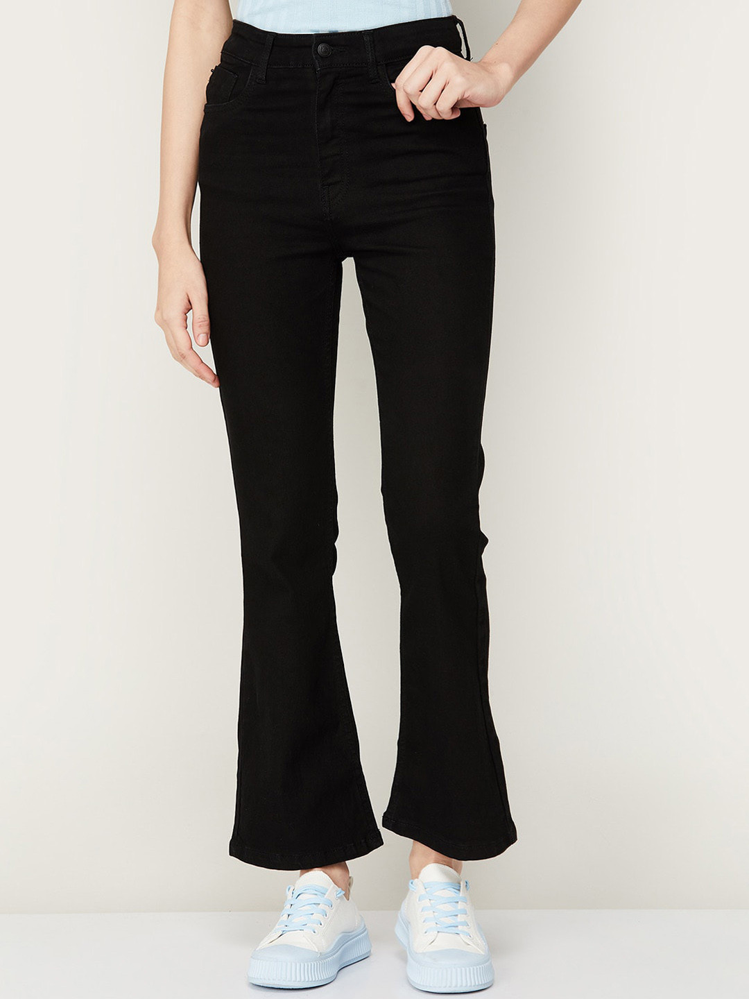 

Fame Forever by Lifestyle Women Clean Look Boot Cut Cotton Jeans, Black