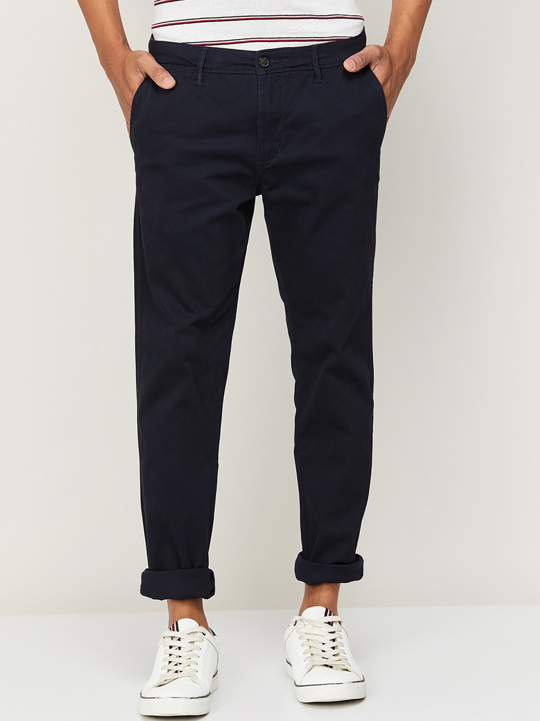

CODE by Lifestyle Men Regular Fit Chinos Trousers, Navy blue