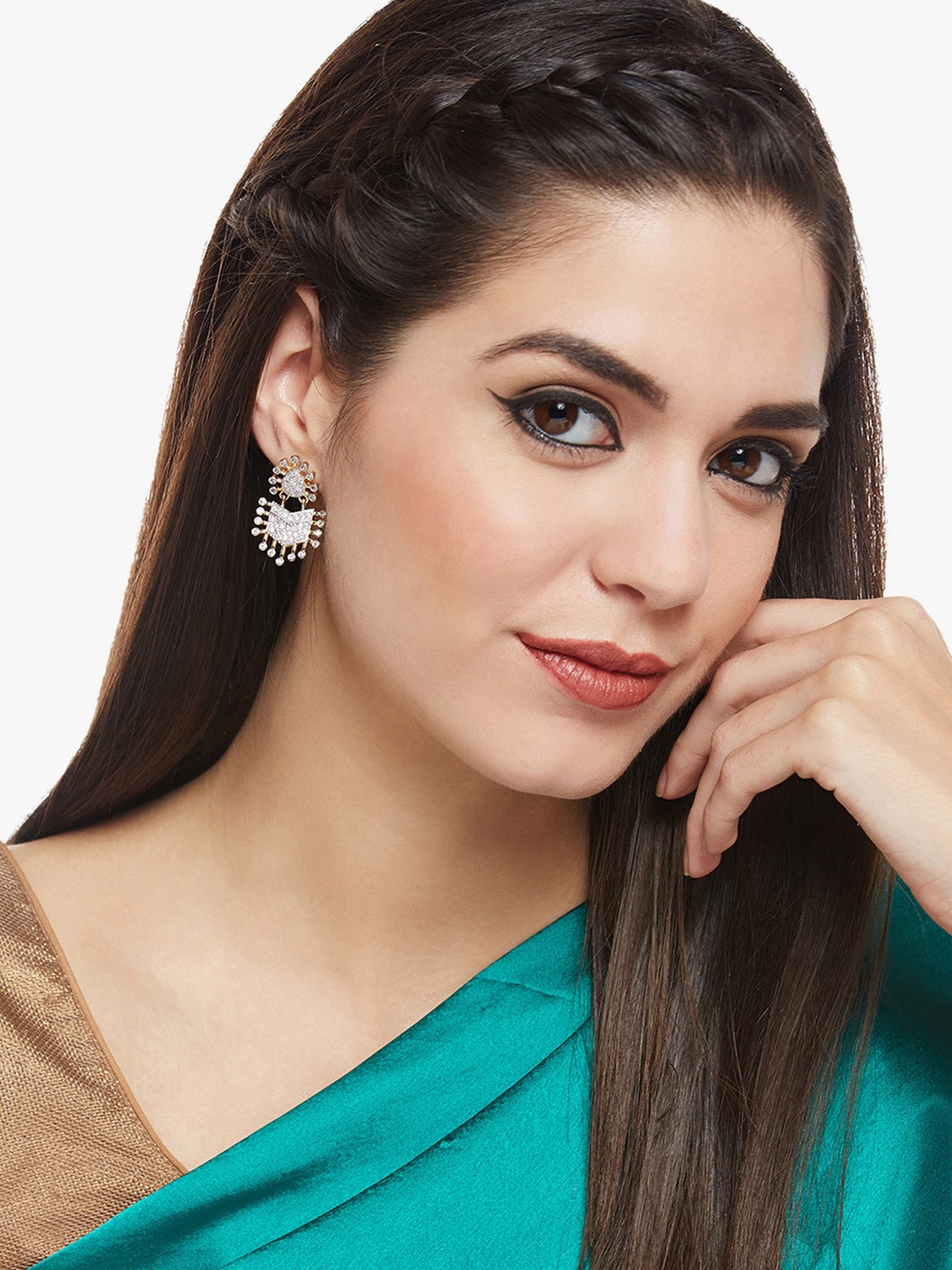 

PANASH Gold-Plated & White Contemporary Drop Earrings