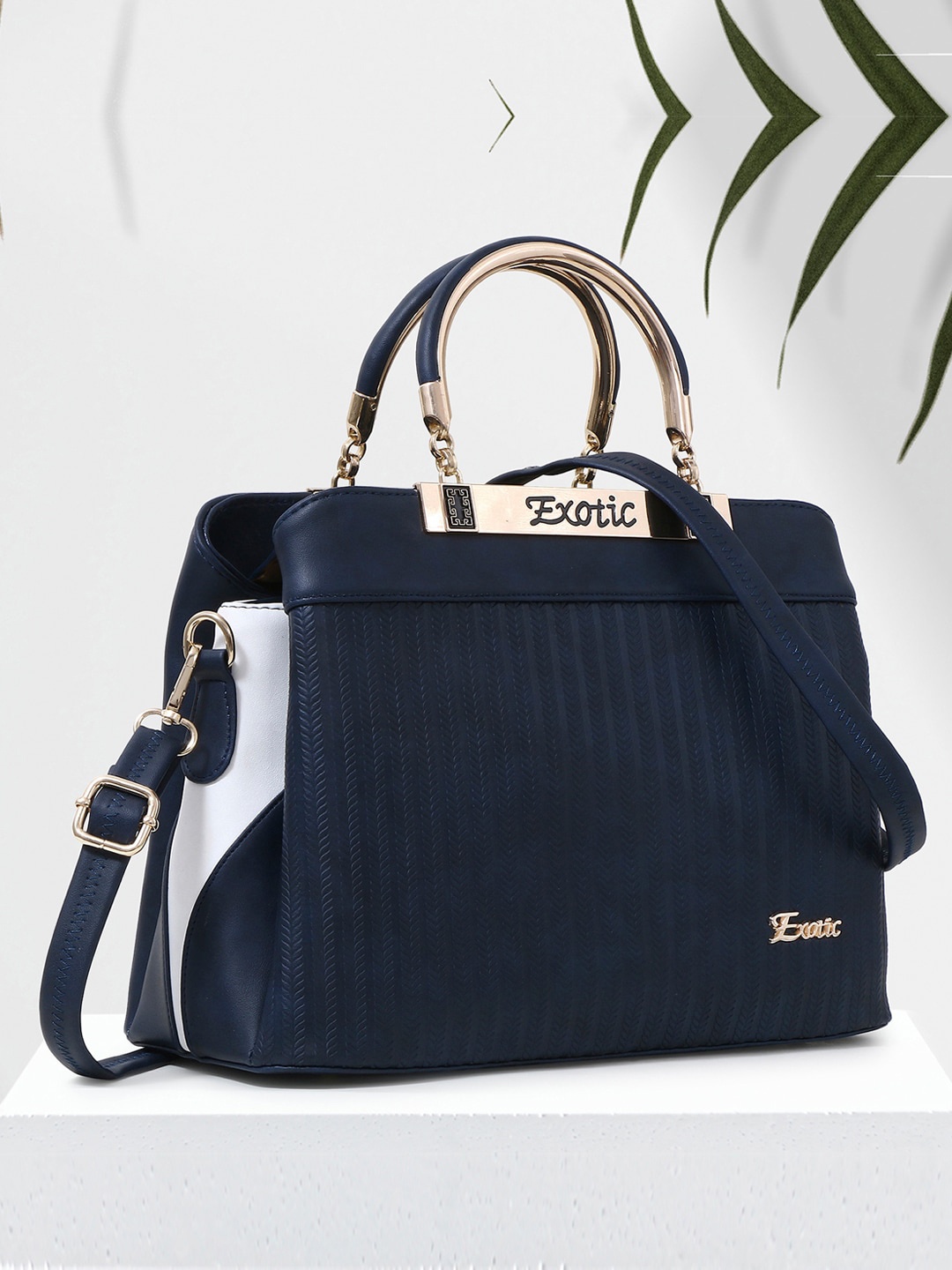 

Exotic Textured PU Bucket Handheld Bag, Blue