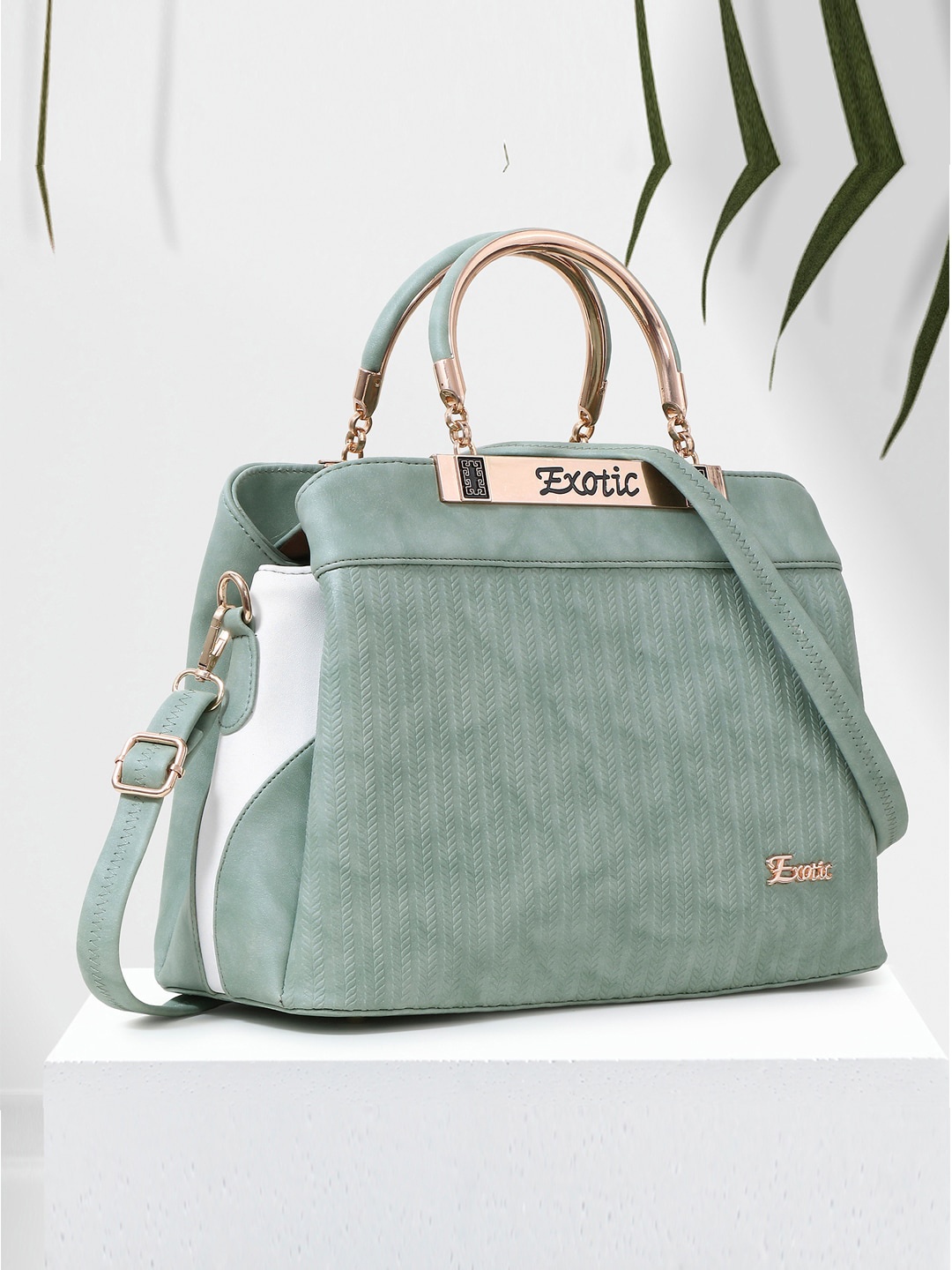 

Exotic PU Oversized Bucket Handheld Bag, Sea green